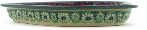 Polmedia Polish Pottery Polish Pottery 9-inch Heart Shaped Platter (Sunshine Grotto Theme) Signature UNIKAT + Certificate of Authenticity