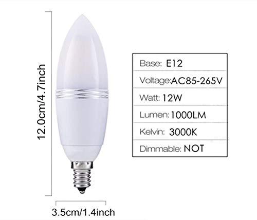 K JINGKELAI E12 LED Bulbs 12W LED Candelabra Bulb(100 Watt Equivalent)Warm White 3000K LED Corn Light Bulbs 12 Watt LED Candle Bulbs,E12 Small Candle Base,Non-Dimmable,4 Pack