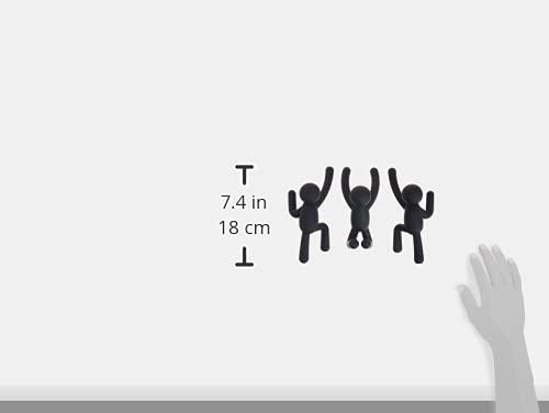 Umbra Umbra Buddy Wall Hooks Decorative Wall Mounted Coat Hooks for Hanging Coats, Scarves, Bags, Purses, Backpacks, Towels and More, Set of 3, Black