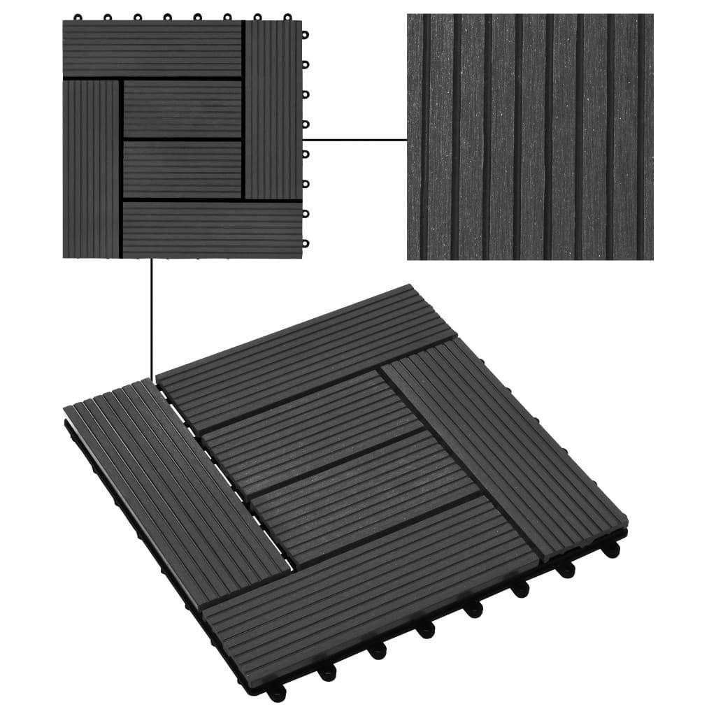 vidaXL vidaXL Black Decking Tiles - 11 pcs - Water-Resistant Wood Plastic Composite (WPC) - 11.8"x11.8" Size - 1 sqm Coverage - Perfect for Patios, Balconies, Pool and Spa Area