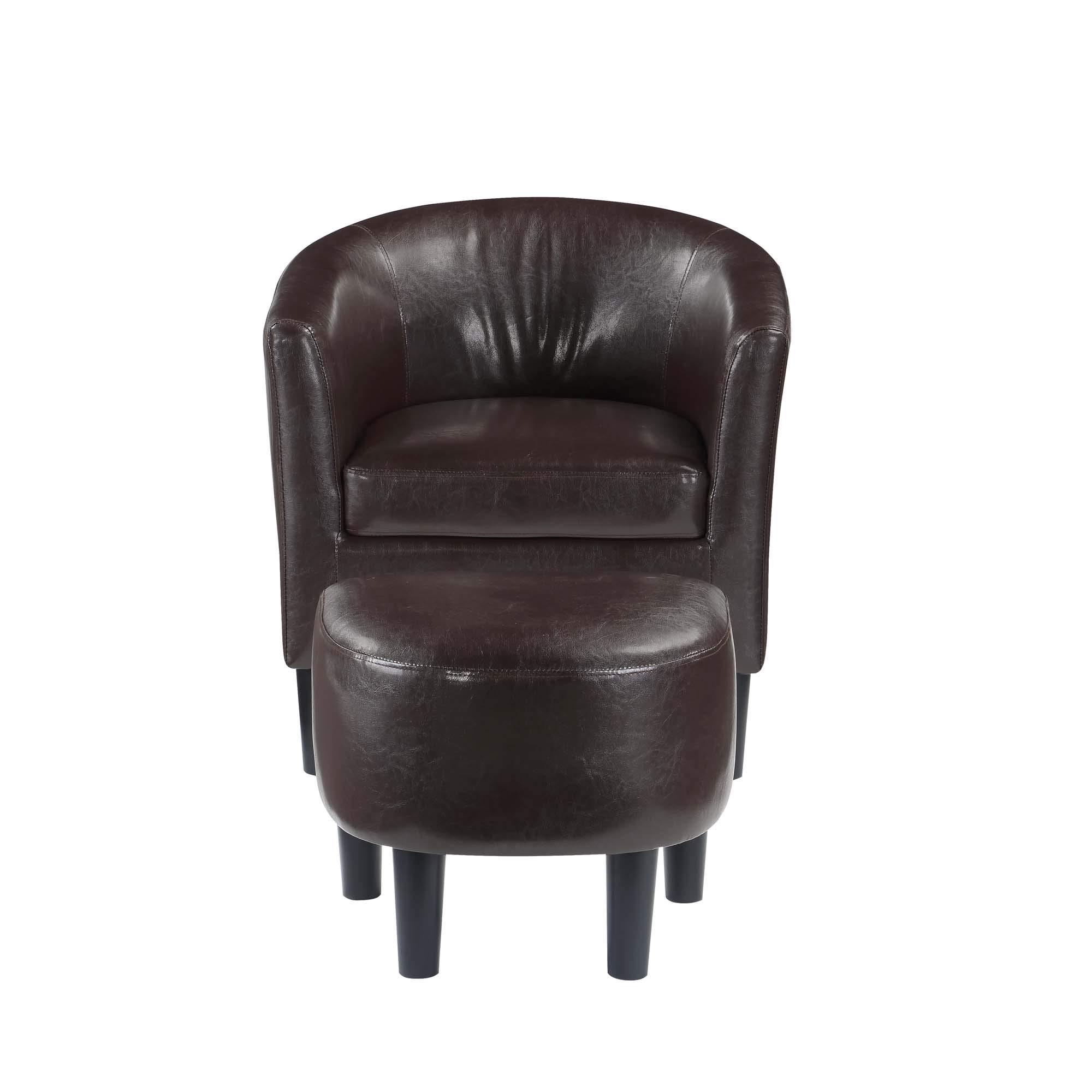 Convenience Concepts Convenience Concepts Take a Seat Churchill Accent Chair with Ottoman, Espresso Faux Leather