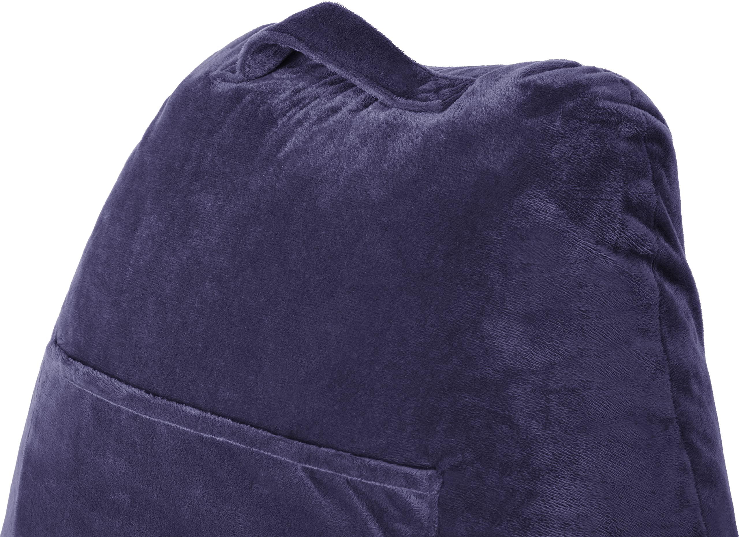 Husband Pillow Husband Pillow Dark Blue, Original Reading Pillow in Bed Rest Chair, Shredded Memory Foam Large Lounge Cushion Adult Backrest with Arms, Comfy Back Support for Sit Sitting Up, Wash/Removable Cover