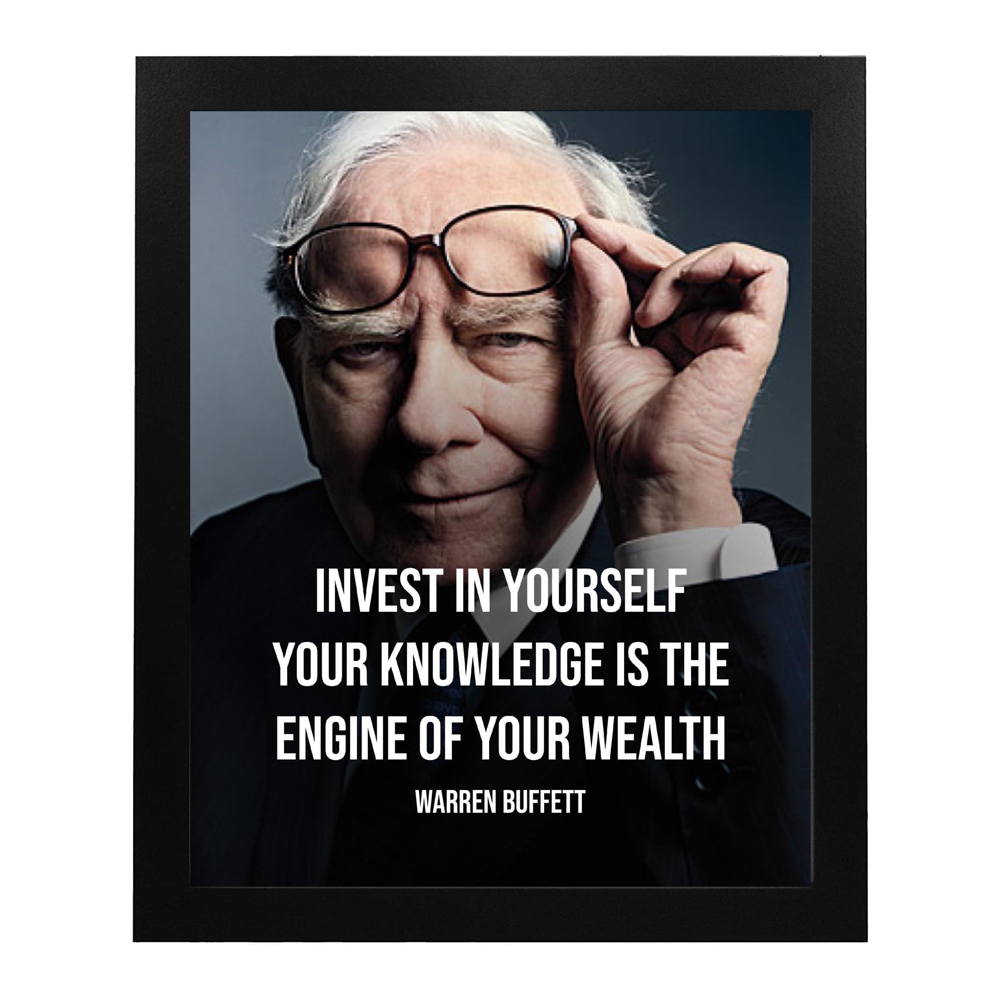 AMERICAN LUXURY GIFTS Warren Buffett Quote Wall Art - \"Invest In Yourself\" - 8x10\" Motivational Print with Silhouette For Home Decor, Office Decor & School Decor. Unframed