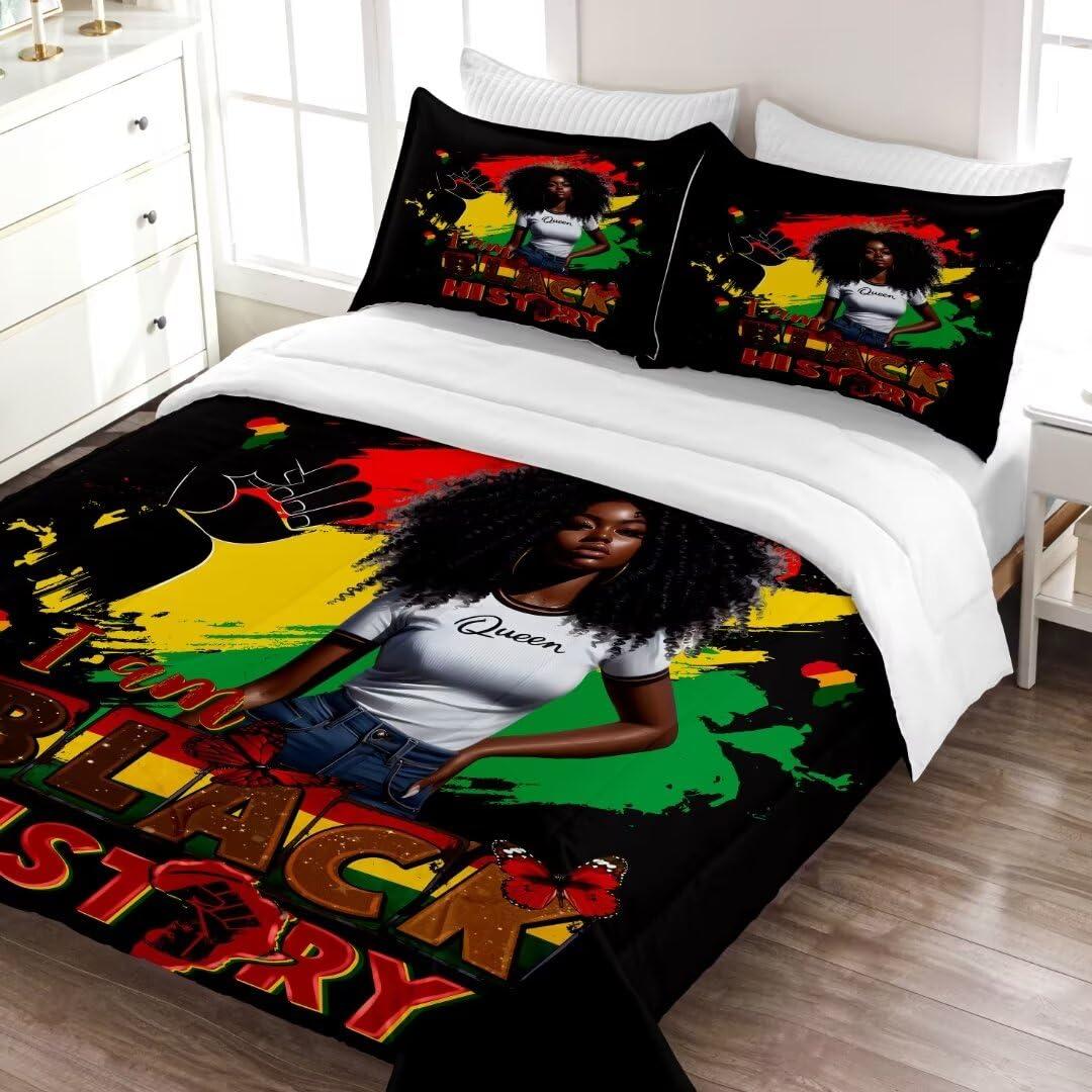 GRAT TIOC GRAT TIOC Black Girl Comforter Sets Full,Black Girl Magic Bedding Set,African American Girl Comforter Set for Kids Afro Melanin Bedroom Bed Set