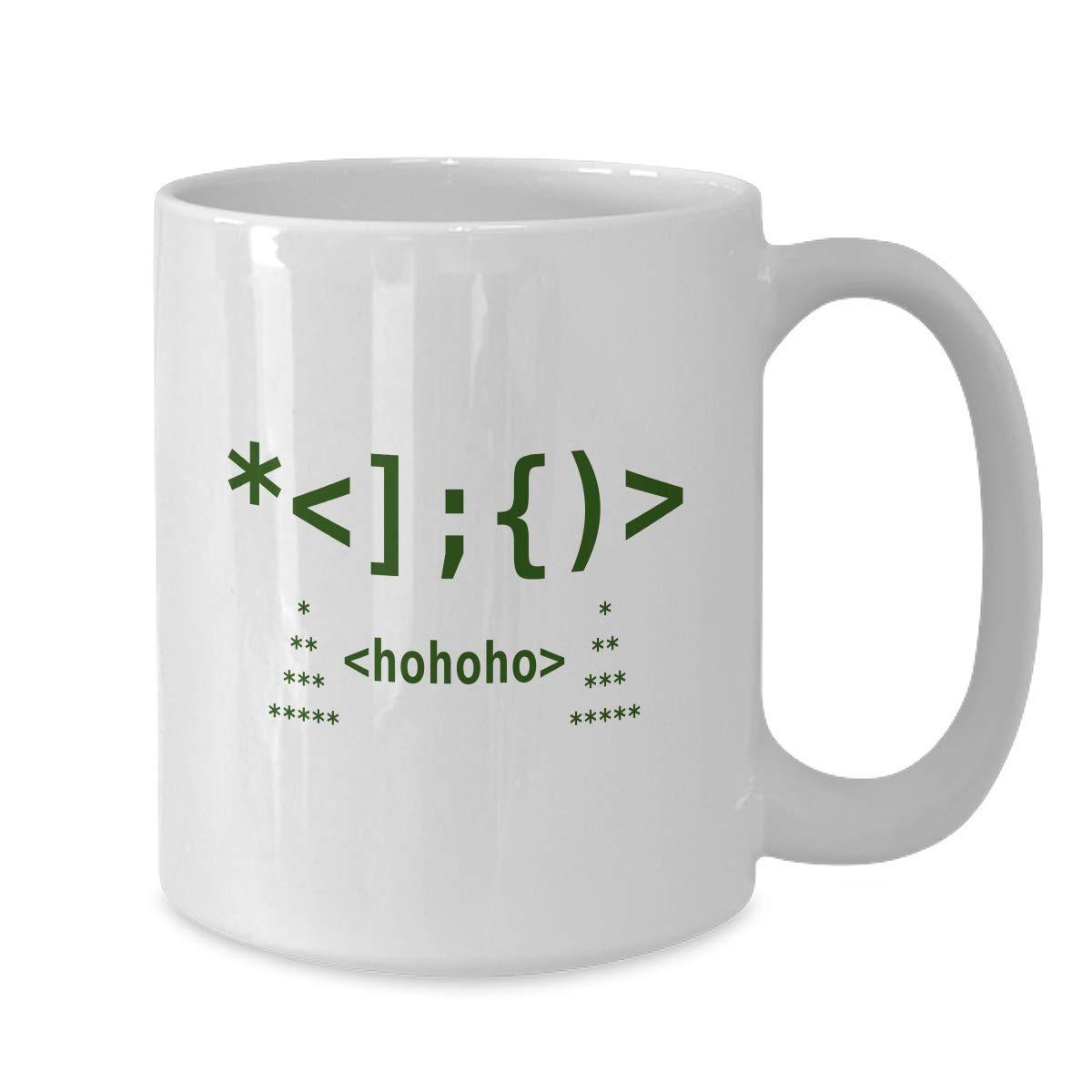 BeeTeeStore Programming Mug Santa Emoticon Xmas Cup - 15 oz White Coffee, Tea Mug Programmer Christmas Cup