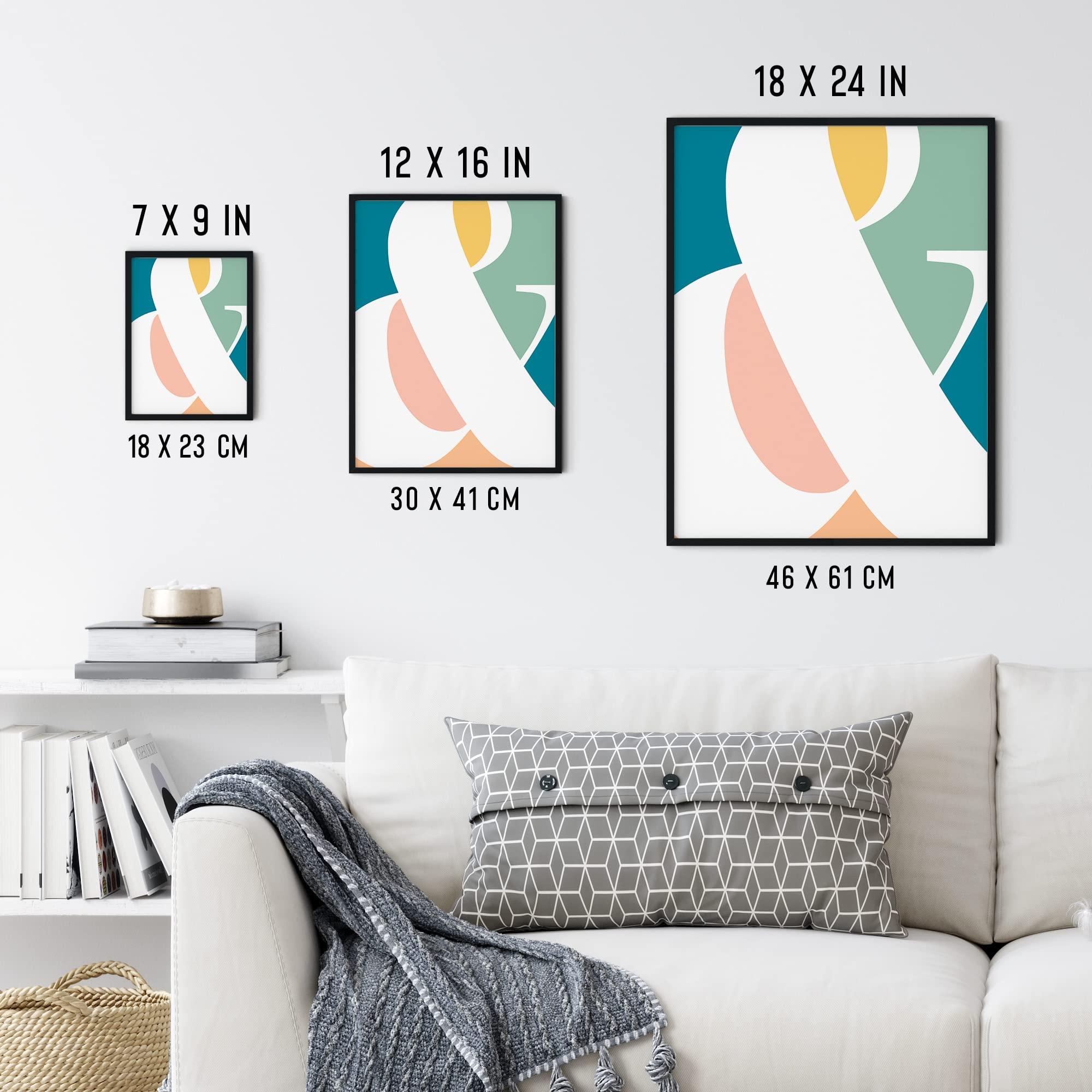 Wee Blue Coo Wee Blue Coo Retro Boho Space Starscape Abstract Mid Century Style Navy Teal Orange Cream Premium Wall Art Canvas Print 18X24 Inch