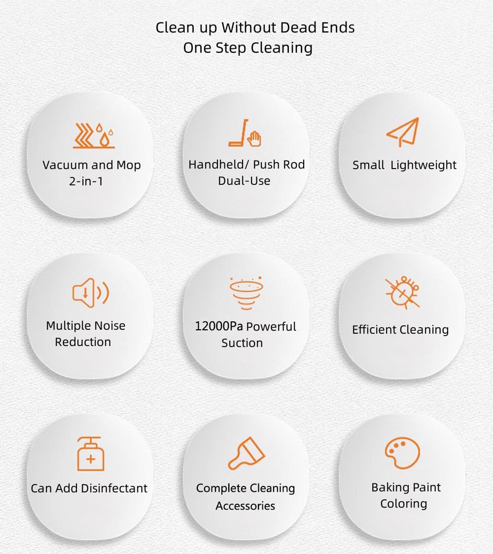 Aoun Corded Stick Vacuum Cleaner and Mop All in One, Corded Wet Dry Vacuum Cleaner with Water Tank, One Step Cleaning, 12000Pa Suction Lightweight Upright Vacuum and Mop Combo for Hard Floor Pet Hair