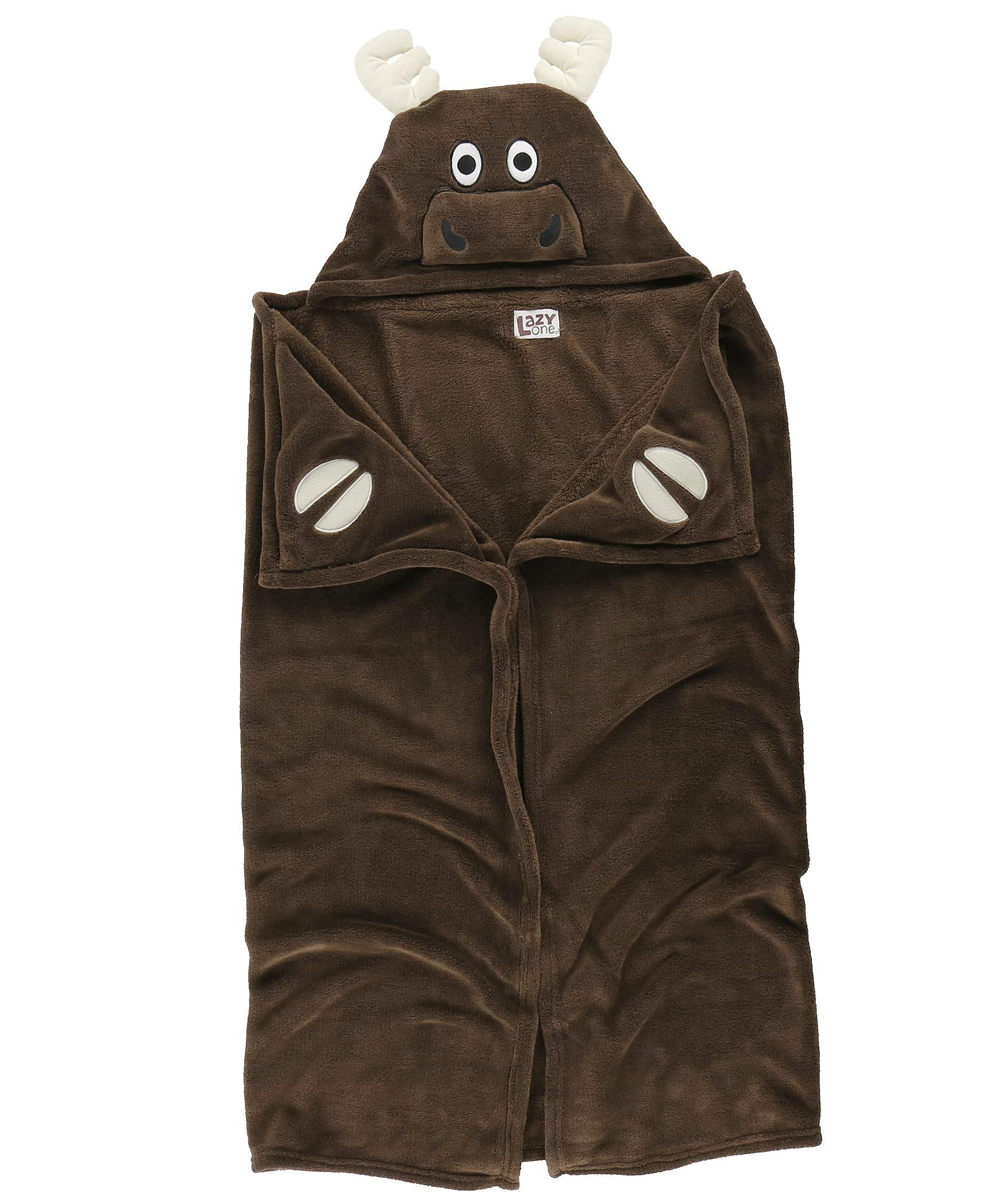 Lazy One Lazy One Wearable Hooded Blanket for Kids, Animal Hooded Blanket (Moose)