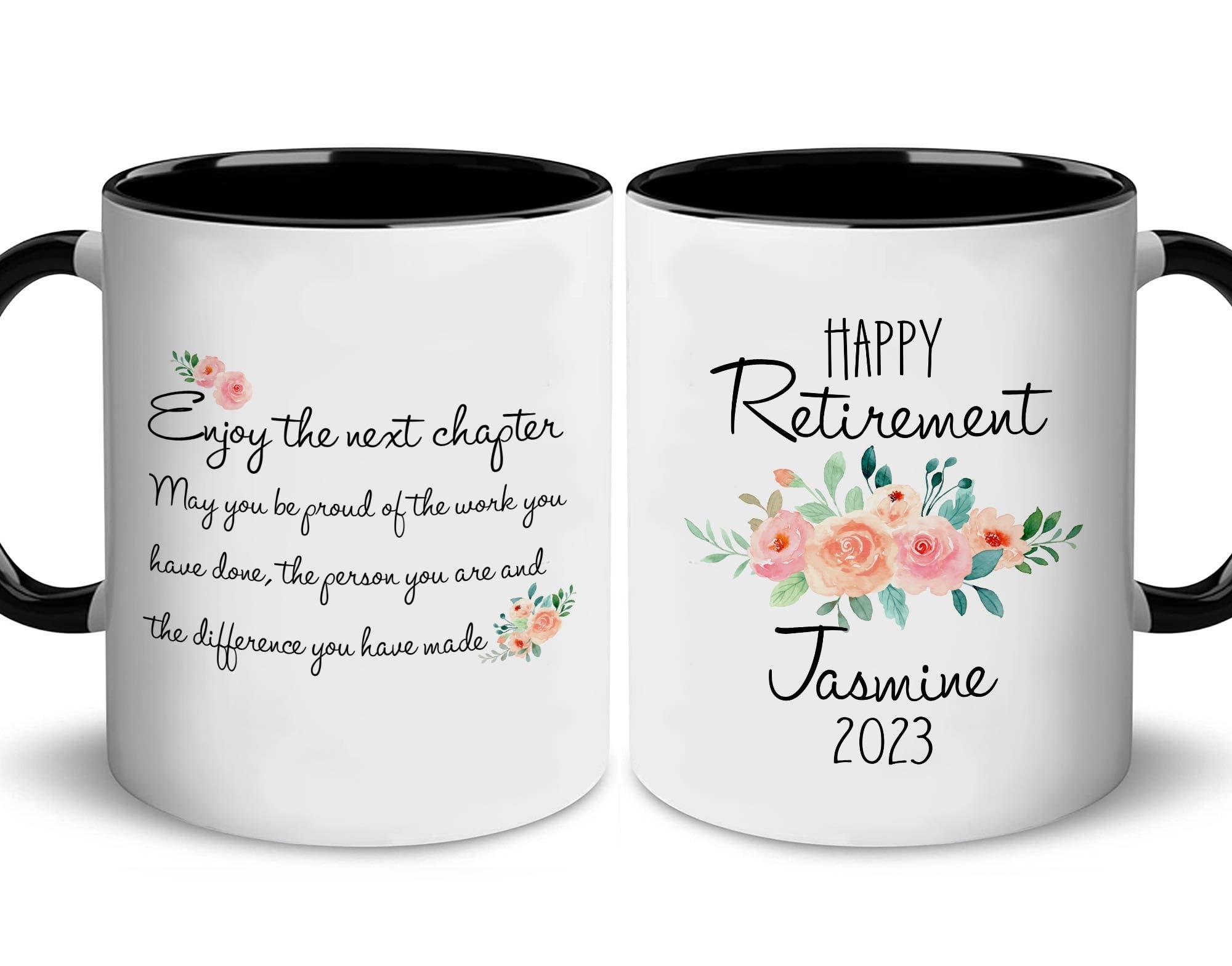 Dalatso Personalized Retirement Mug, Custom Name Coffee Mug, Custom Mugs For Mom Grandma Coworker Friends, Happy Retirement Gifts For Women, Retired Gift Idea Retired Grandparent, Coworker Gifts for Her