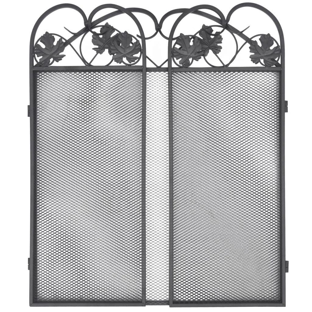 UNNS Fireplace Screens Fireplace Screen Folding Black Wrought Iron Mantel Spark Fireplace Screen Elegant Scrollwork Home Decoration Fireplace Grate