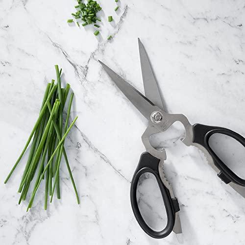 Messermeister Messermeister 8-Inch Take-Apart Kitchen Scissors, Black - Includes Screwdriver, Nut Cracker, Jar Lid Opener/Gripper, Bottle Opener & Bone + Twig Cutter - Suitable for Lefties & Righties