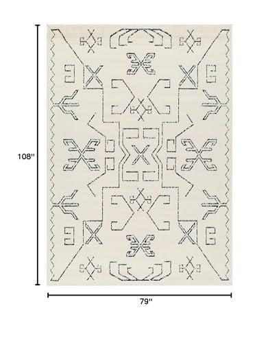 MARK & DAY Mark&Day Area Rugs, 6x9 Kiara Global Off-White/Black Area Rug, Off-White Black Carpet for Living Room, Bedroom or Kitchen (6'7" x 9')