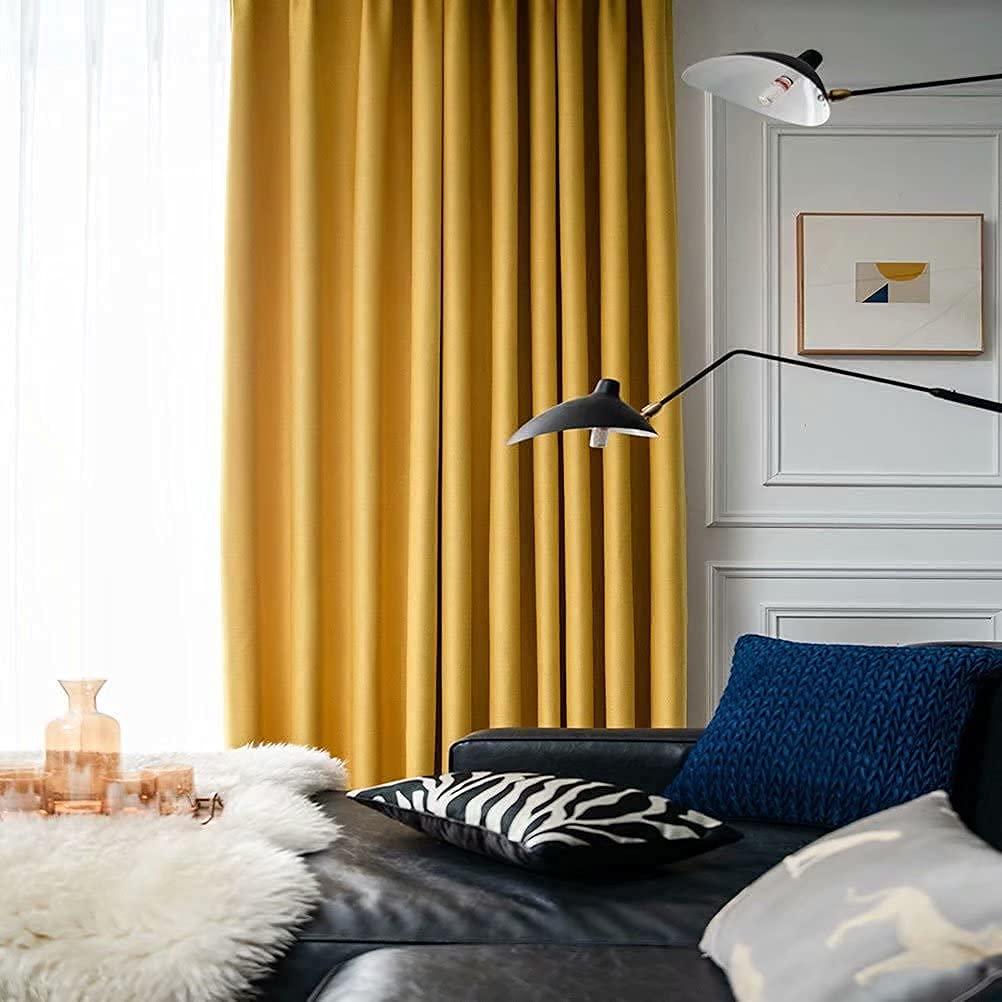 Sky Wave Double Pinch Pleated Blackout Curtains for Room Decoration and Darkening Comes with Easy Hanging Options via Hooks. (Gold 72 Inch Wide by 54 Inch Long- 2 Pannels Combined Size)