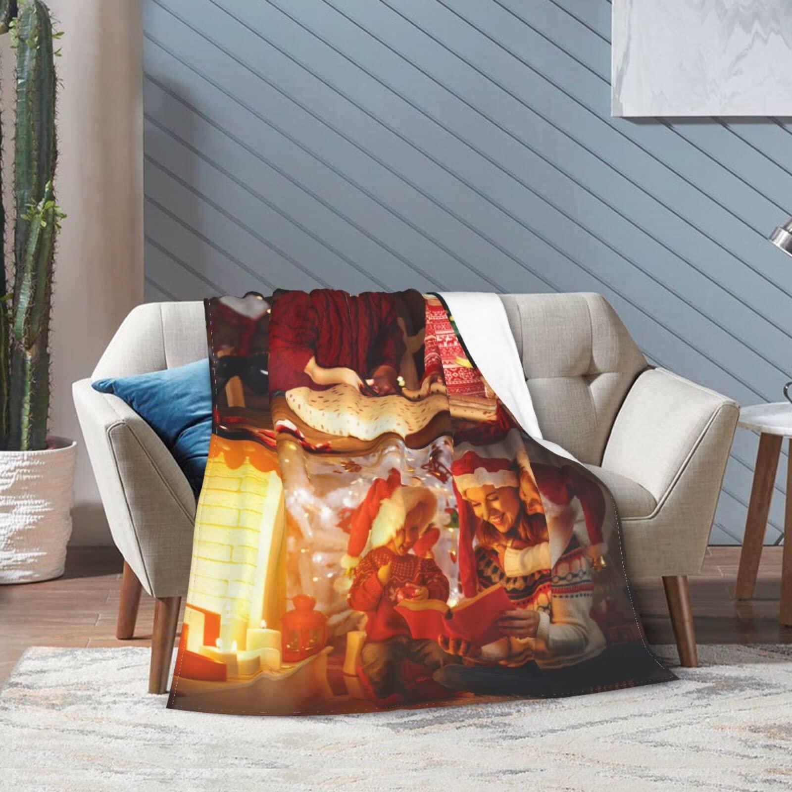 JCETUNO JCETUNO Custom Blanket with Photo Text Personalized Throw Blankets Customized Flannel Fleece Blankets for Family Birthday Wedding Gift Fits Couch Sofa Bedroom Living Room, W50 xL70