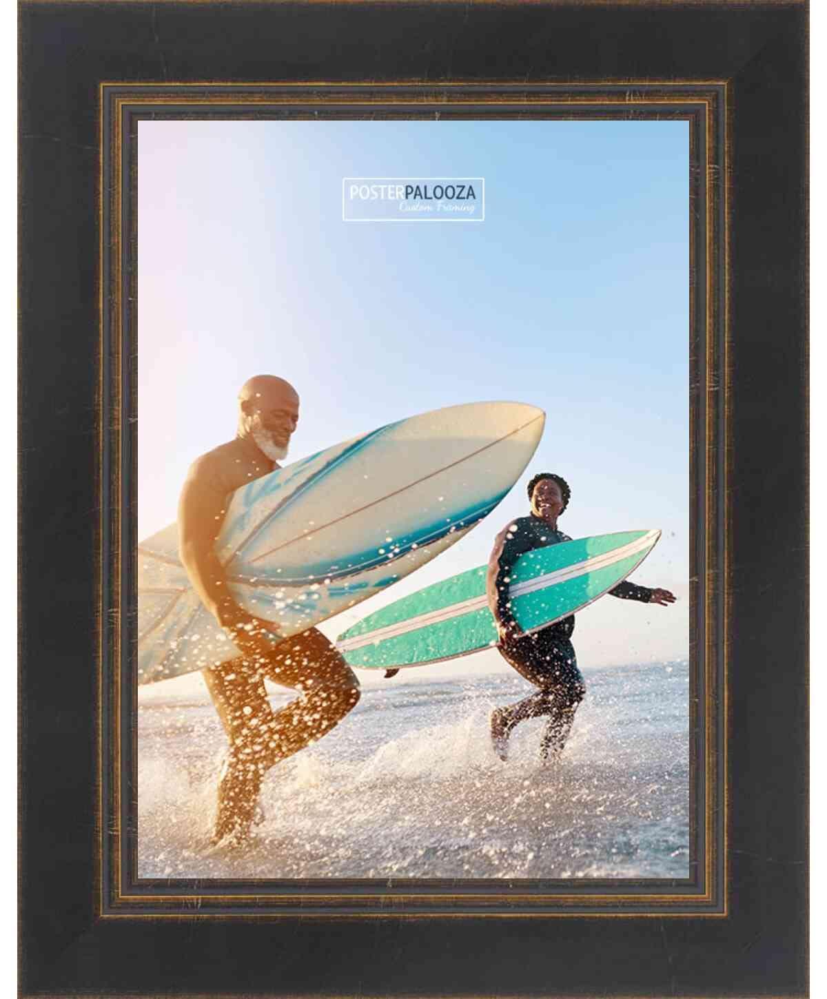 Poster Palooza Poster Palooza 20x13 Contemporary Black Complete Wood Picture Frame with UV Acrylic Plexiglass, Foam Board Backing & Hardware Included