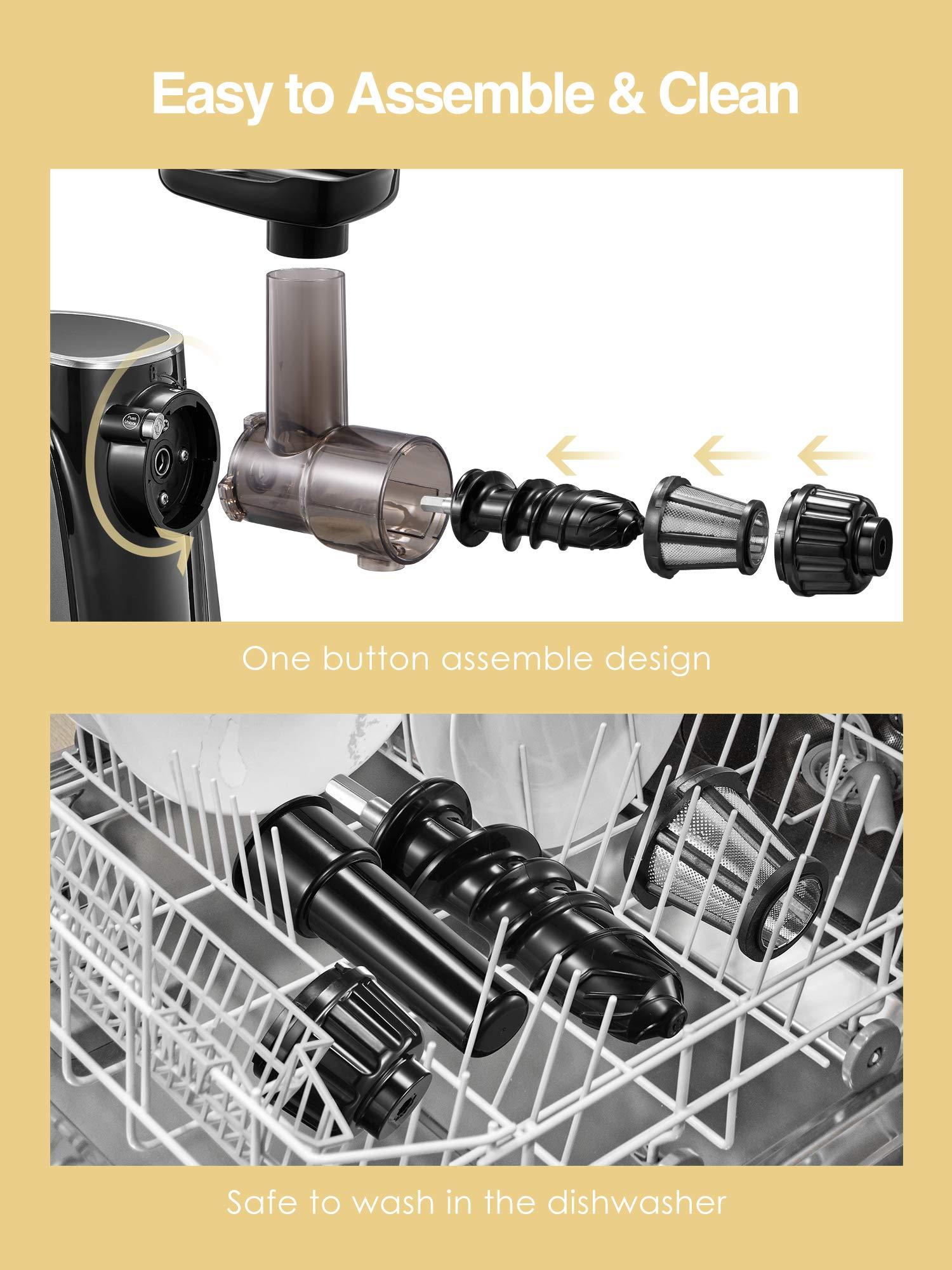 N\\A Juicer Machines, Slow Masticating Juicer Extractor with 3-Mode 2-Speed, Cold Press Juicer Easy to Clean, Quiet Motor & Reverse Function, Juice Recipes for Vegetables and Fruits, black