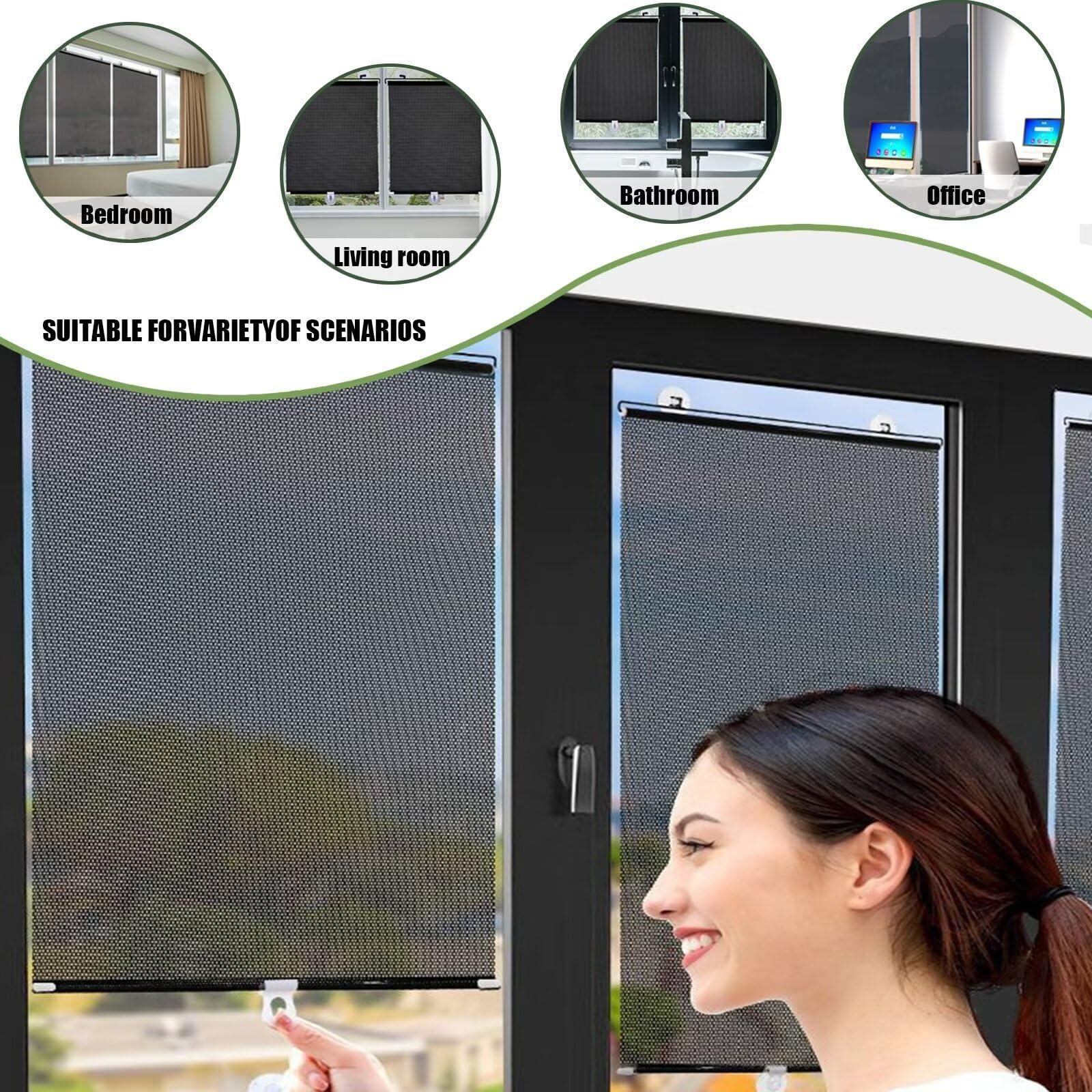 PFGDSAC Suction Cup Blinds Suction Cup Blackout Curtains Light Filtering Blinds Cordless Roller Shades Sun Blocking Curtains Balcony Suction Cup Sunshade Window Curtain Shade RollerBlack23 * 49in