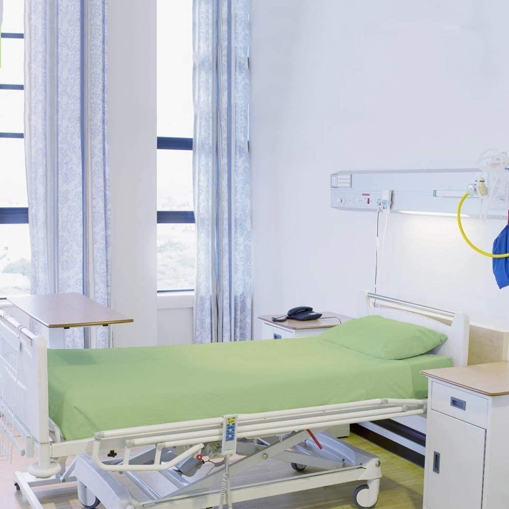 British-Linen Fitted Hospital Bed Sheet with Pillow Cover - Best Cotton Sheets 8\" Deep Pocket - 400TC Sheets - 100% Egyptian Cotton Sheets for Hospital Beds - Sage Solid, Full-XXL Size (54\" x 84\")