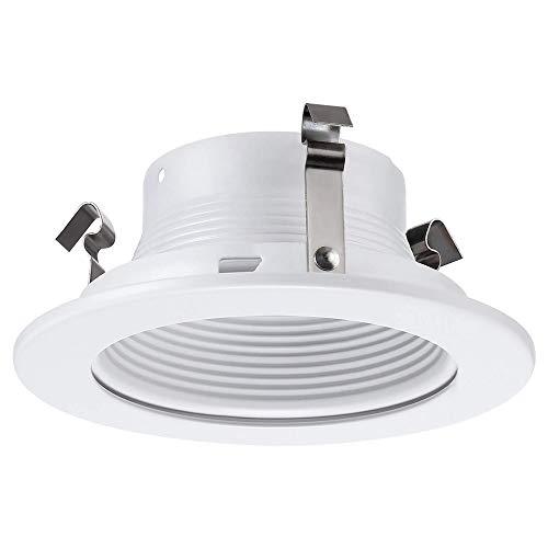 Four Bros Lighting 4 Inch Light White Stepped Baffle Trim - for 4" Recessed Can, Fits Halo/Juno Remodel Housing, Four Bros Lighting SB4/WHT, 6 Pack (White)