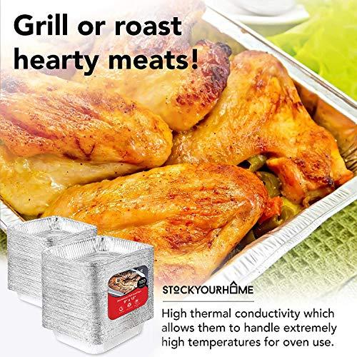Stock Your Home Aluminum Pans 9x13 Disposable Foil Baking Pans (100 Pack) - Half Size Steam Table Deep Pans - Tin Foil Pans Great for Cooking, Heating, Storing, Prepping Food