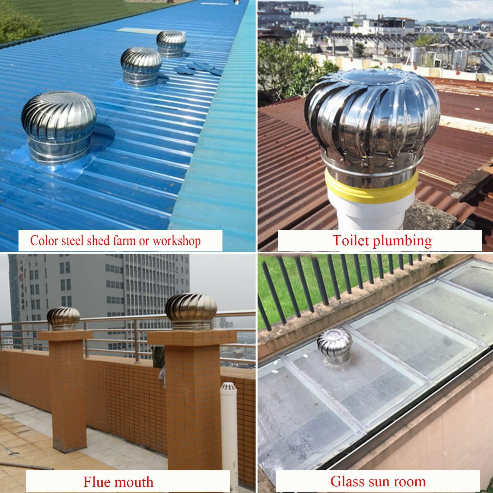 ZAIHW Stainless Steel Rotating Ventilation Chimney Cowl,Turbine Ventilator Stainless Steel Rotating Chimney,Rotating Chimney Cowl Cap,Spinner Anti-downdraught Pipefitter,150mm