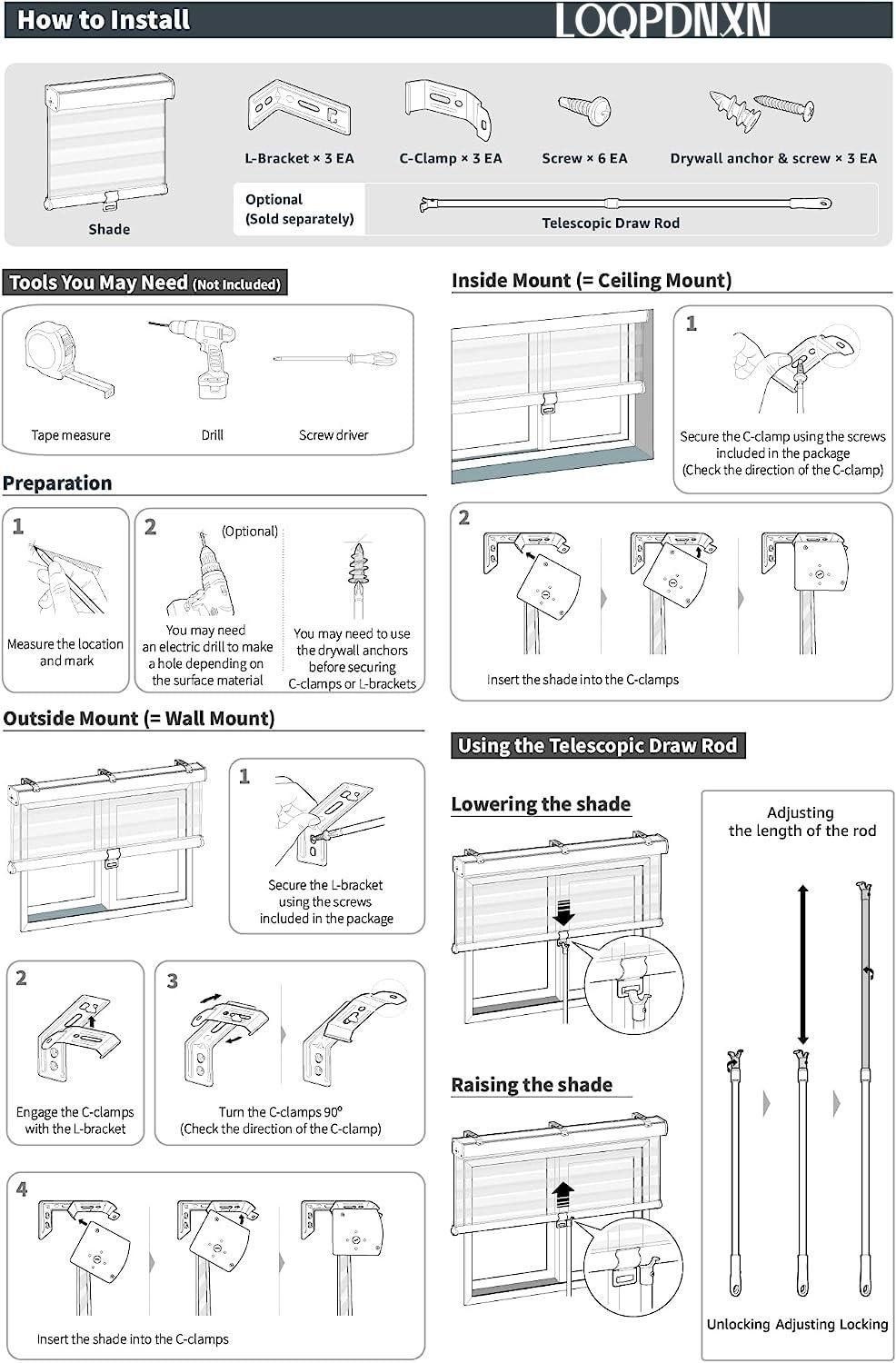 LOQPDNXN Zebra Blinds Custom Size Zebra Blinds Roller Shades for Windows Dual Layer Sheer or Privacy Light Control Day and Night Window Drapes Blinds & Shades White.44Wx(12" H to 98" H Customizeize)