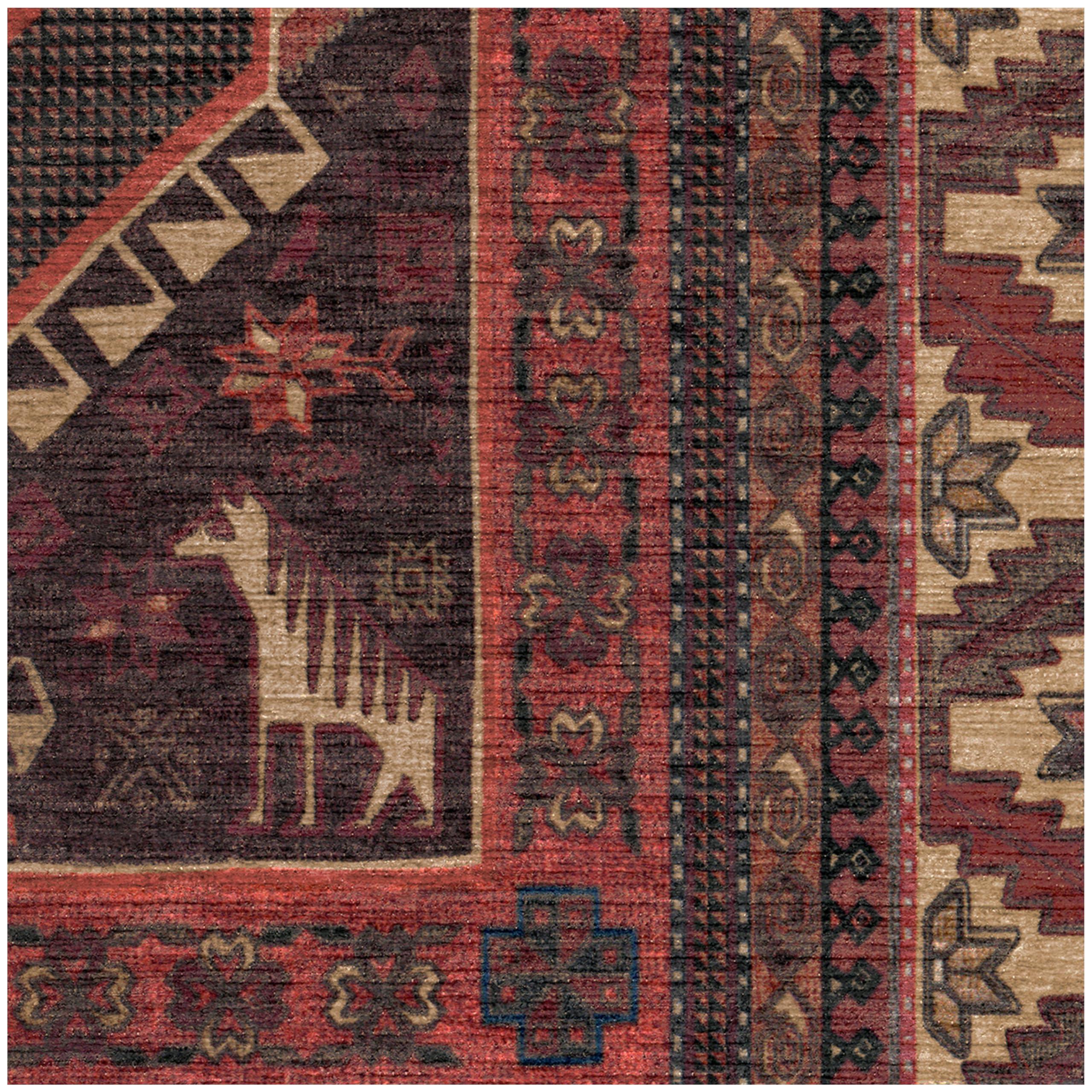 RUGGABLE Ruggable Washable 2x3 Area Rug, Zareen Scarlet Red, Premium Rugs for Living Room, Bedroom, Kitchen, Office, Classroom with Gripper Non Slip Pad