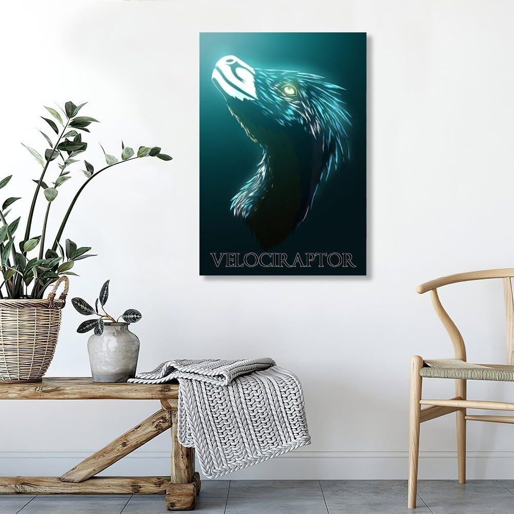 MLabyrinth MLabyrinth Velociraptor Dinosaur Poster Educational Art Species Name posters Dinosaur Wall Decor Canvas Print Kids Boys Nursery Bedroom Decorations-20x30inch- Unframed