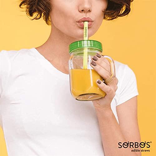 SORBOS Sorbos Edible Straws, Lemon Flavored, Sustainable, Individually Packaged, No Plastic, No Allergens, No Gluten, No PFAS, 100 Percent Biodegradable, 7.4 inches long (Pack of 200)