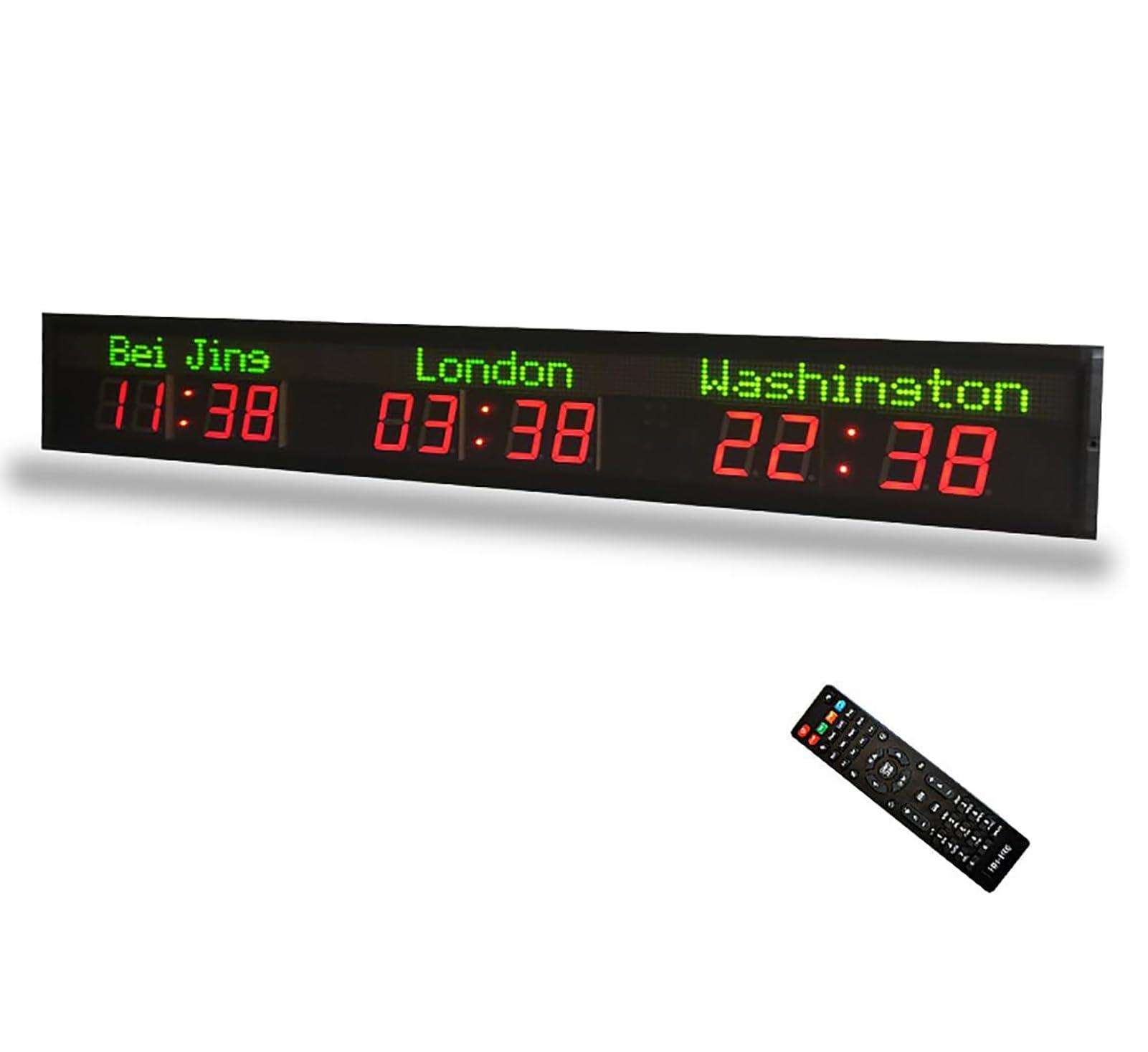 Kadxyan Kadxyan Time Zone Clocks for The Wall, World Clock Multiple Time Zones, 3 Time Zone Clocks, WiFi Connection, City Can Be Changed, Suitable for Multinational Hotels, Airports, Entertainment Venues