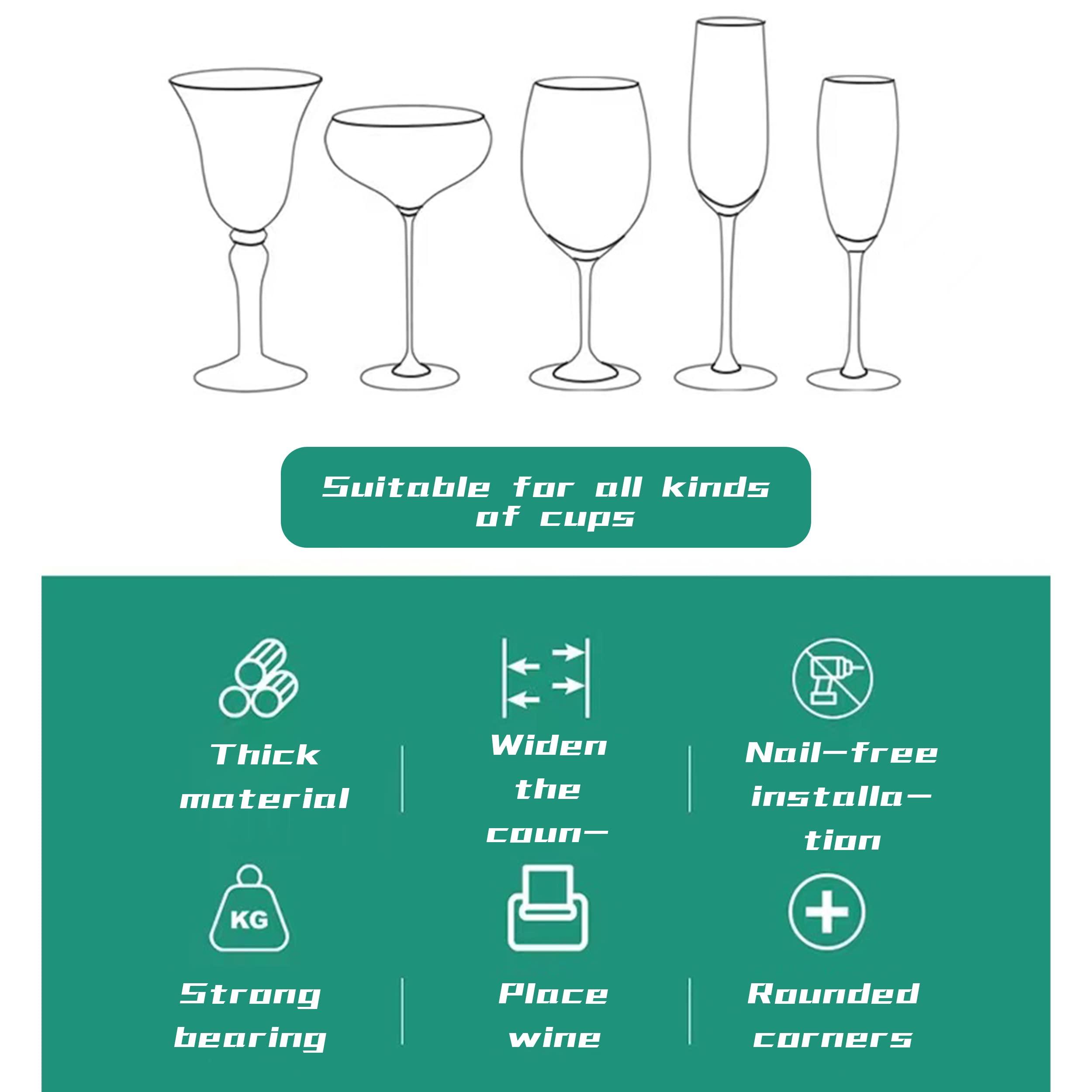 Vaisoeny Vaisoeny Wine Glass Holder Under Cabinet Wine Glass Rack - Under Cabinet Stemware Wine Glass Holder Glasses Storage Hanger plastic Organizer for Bar Punch-free Self-adhesive 2 PackWhite