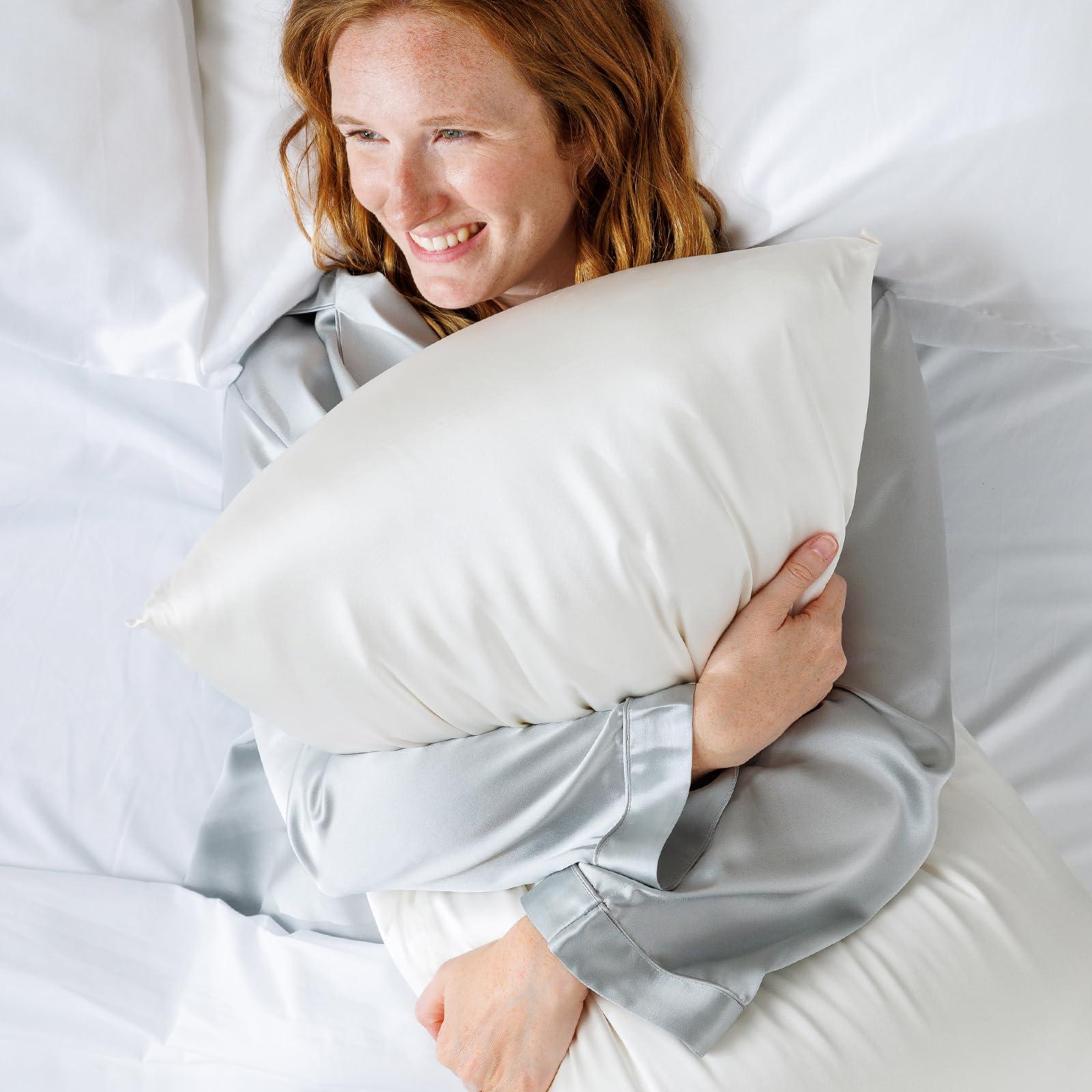 Fishers Finery Fishers Finery 25mm 100% Pure Mulberry Silk PillowcaseGood Housekeeping Winner (Blue, Queen 2 Pack)