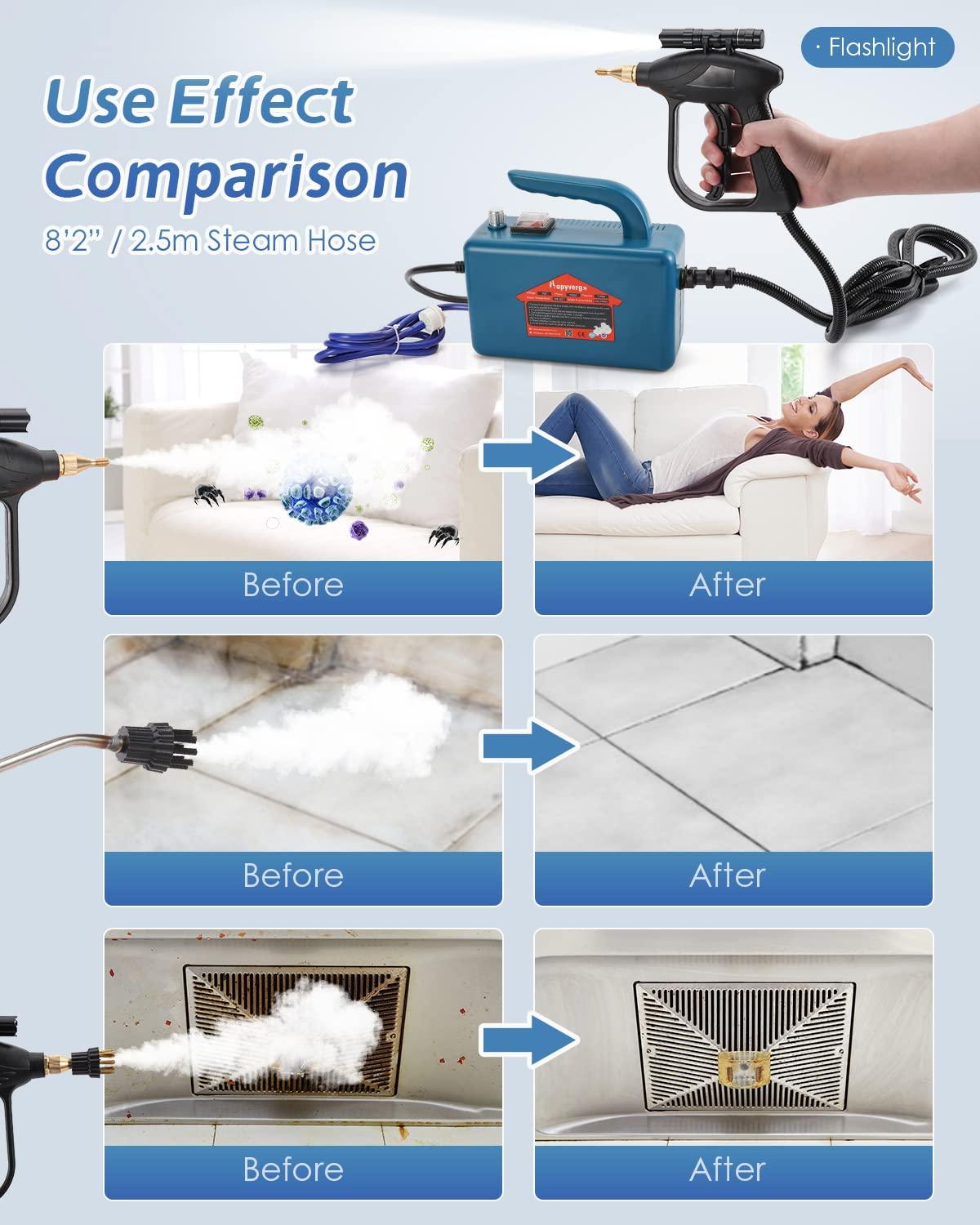 Hapyvergo Hapyvergo High Pressure Steam Cleaner - 1700W Handheld Steamer for Cleaning Grout Tile, Hand Held Portable Steam Pressure Washer for Car Auto 110V