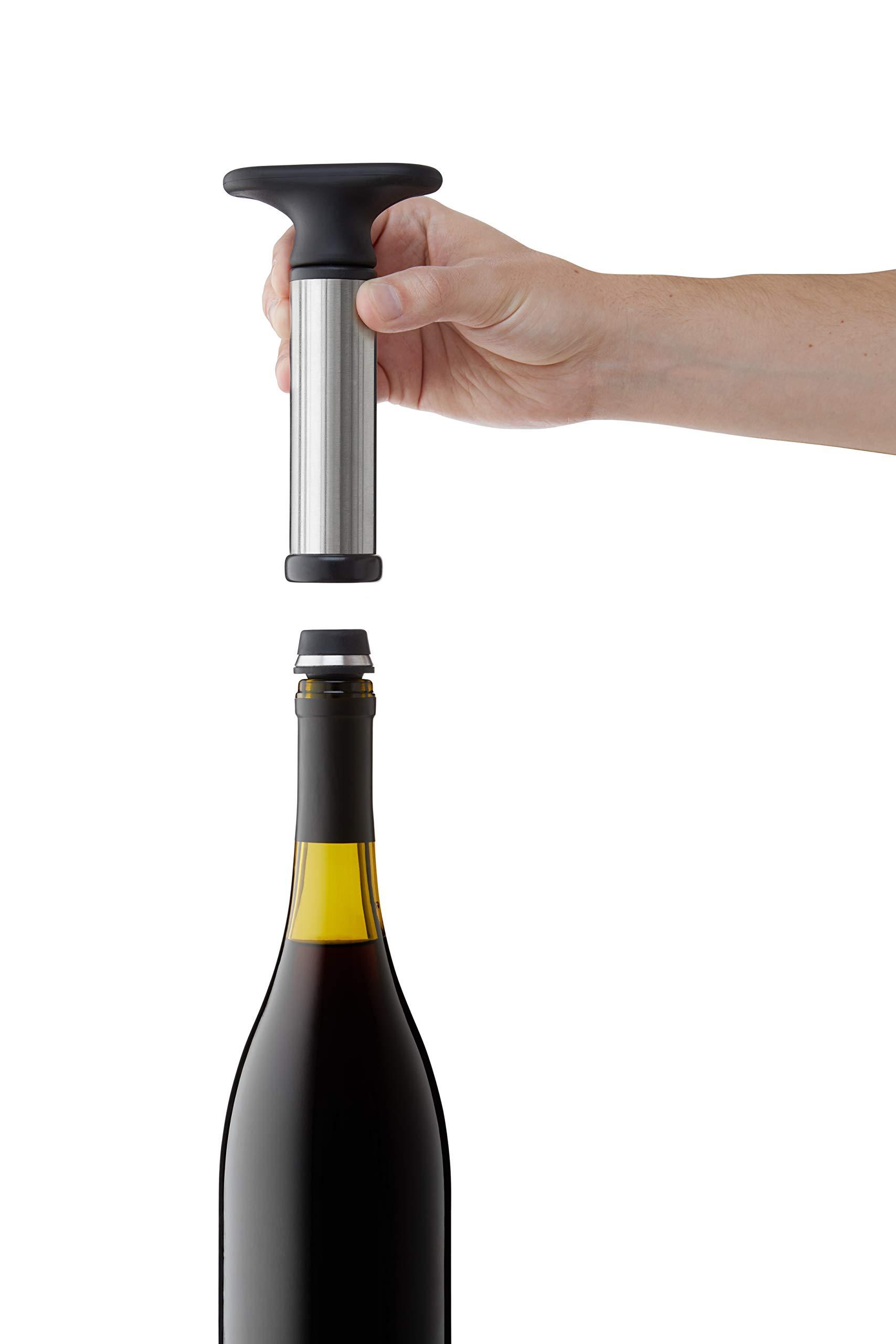 Metrokane Rabbit Wine Preserver with Two Wine Vacuum Stoppers (Stainless Steel)