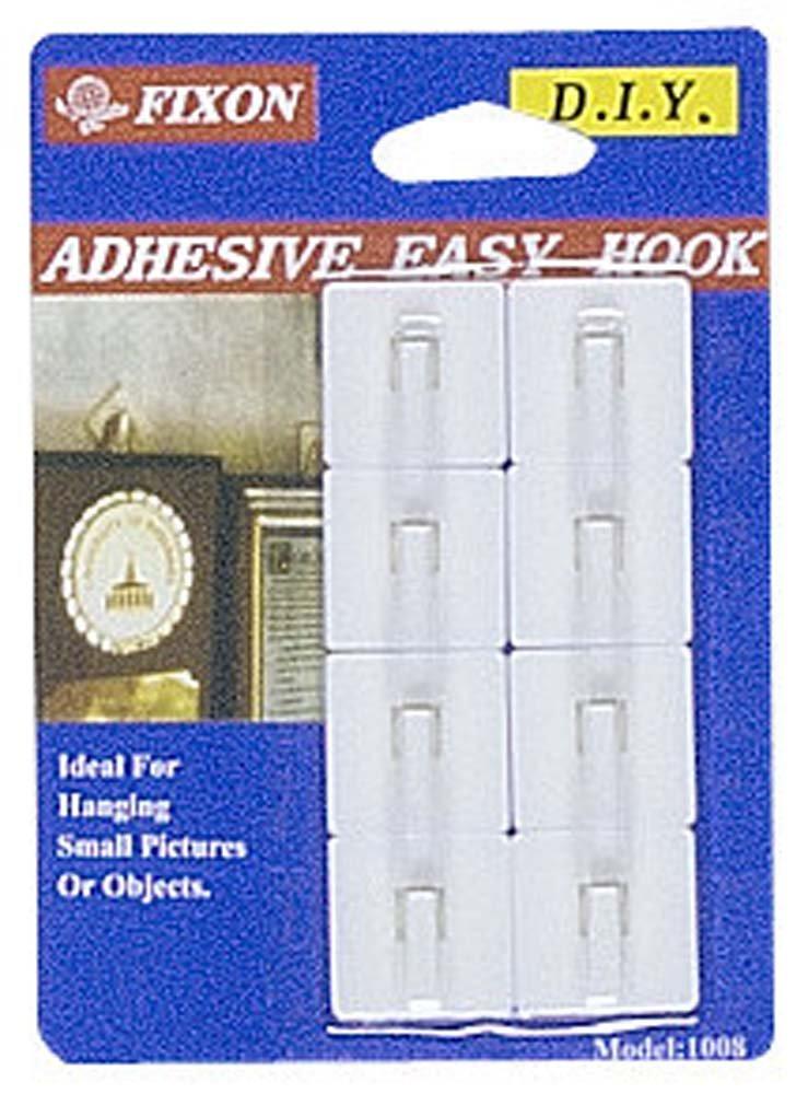 FIXON FIXON Self Adhesive Square Wall Hooks | 8 Piece Set | 1\" x 1\" (2.5 cm x 2.5 cm) Size | Strong Hold for Pictures & Decor | Cable Organization | Easy Peel & Stick Application