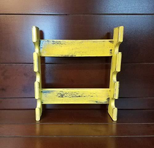 Rusty Nail woodworks Yellow Rolling Pin Rack with Three Slots - Antique Yellow Rolling Pin Rack - Multiple Rolling Pin Rack - Shabby Chic Rolling Pin Holder - Rolling Pin Storage - Gift for Baker