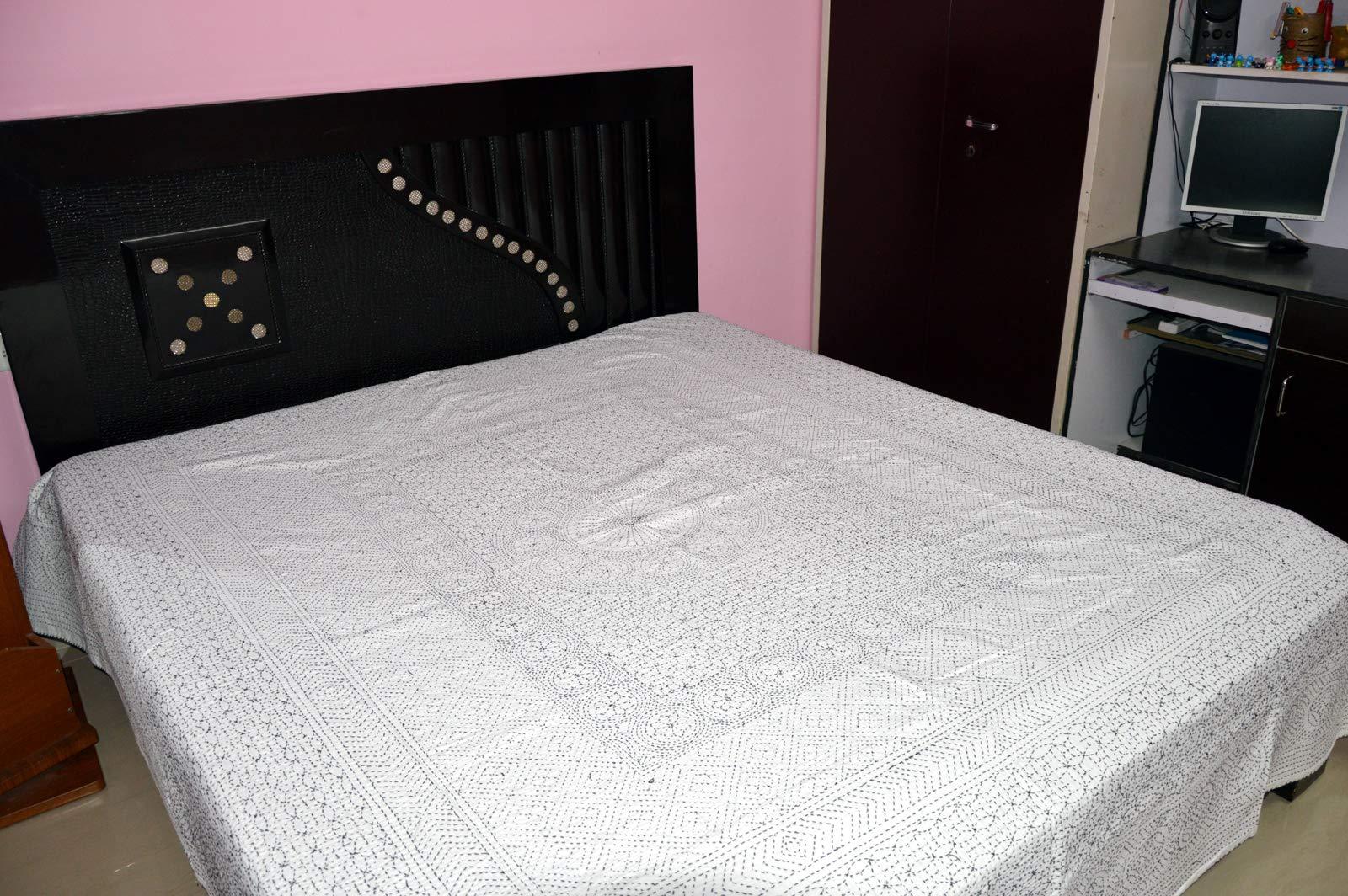 Marusthali Indian Handmade kantha Bedspreads Cotton Applique Bedspread Traditional Bed cover Indian Cotton Applique Cut work Bed sheets