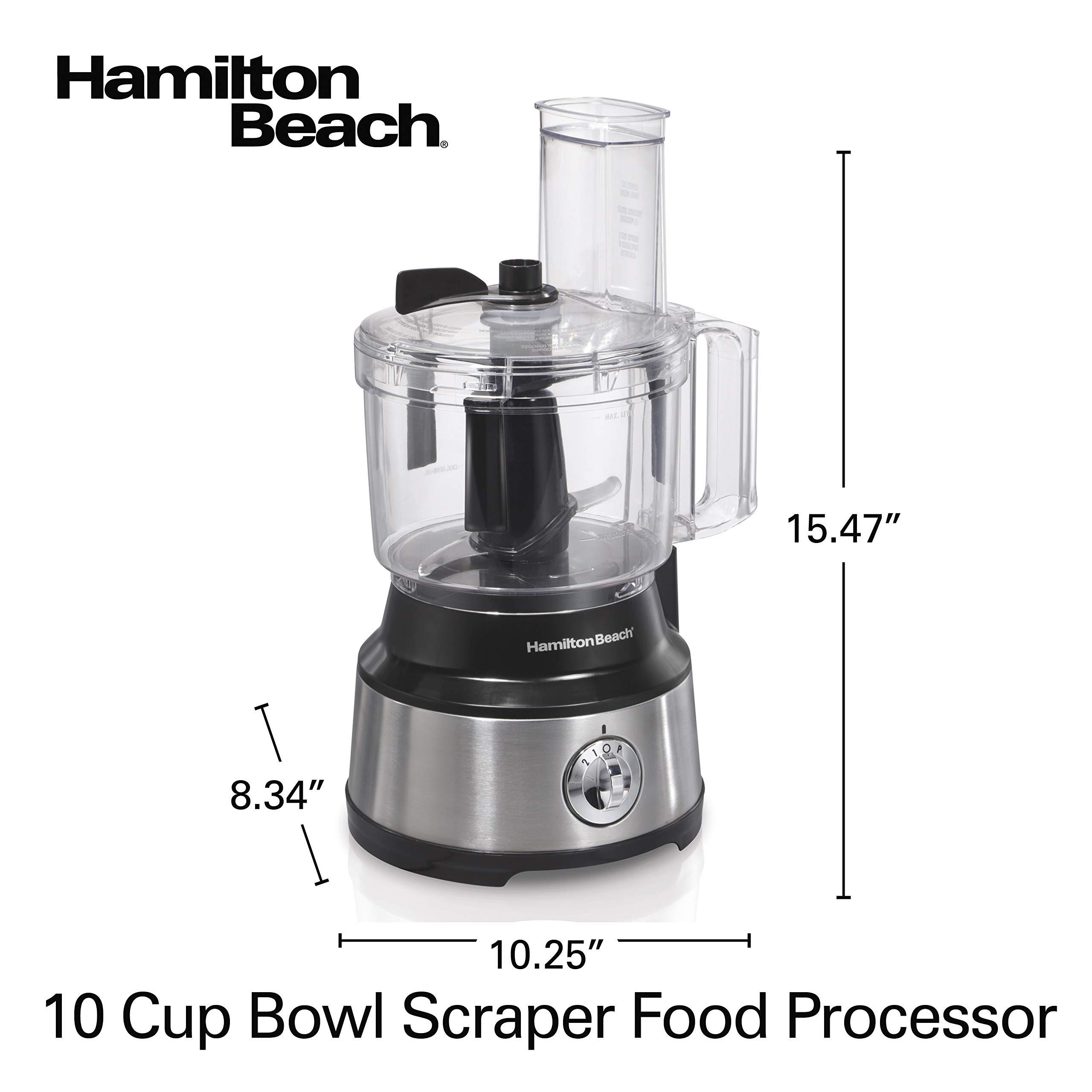 Hamilton Beach Hamilton Beach Food Processor & Vegetable Chopper for Slicing, Shredding, Mincing, and Puree, 10 Cups + Easy Clean Bowl Scraper, Black and Stainless Steel (70730)