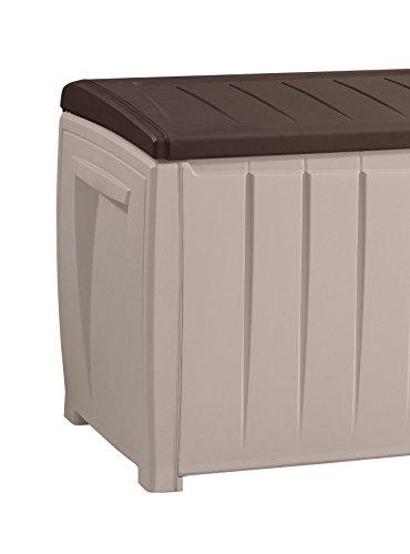 Keter Keter Novel Outdoor Plastic Storage Box Garden Furniture, Beige and Brown, 124 x 55 x 62.5 cm