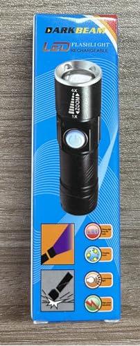 DARKBEAM DARKBEAM UV Light Rechargeable USB Flashlight 395nm Blacklight Ultraviolet Wood\'s Lamp LED Portable Mini Handheld Pocket Torch Detector for Dog Urine Pet Stains Anti-counterfeiting, Resin Curing