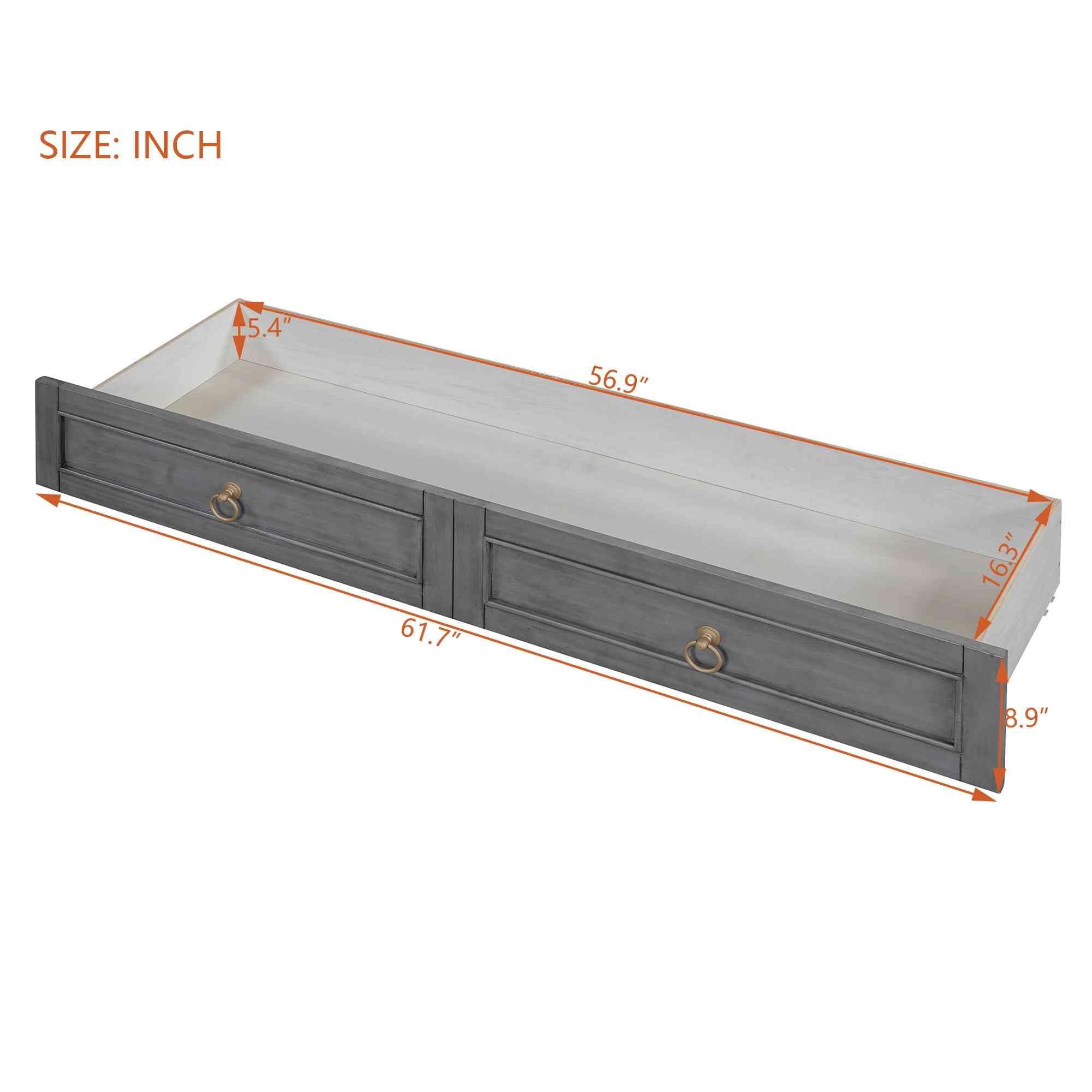 ATY ATY Queen Size Murphy Bed with Large Storage Drawer & Charging Station, Space Saving Platform Bedframe for Bedroom, Guestroom, No Box Spring Required, Gray