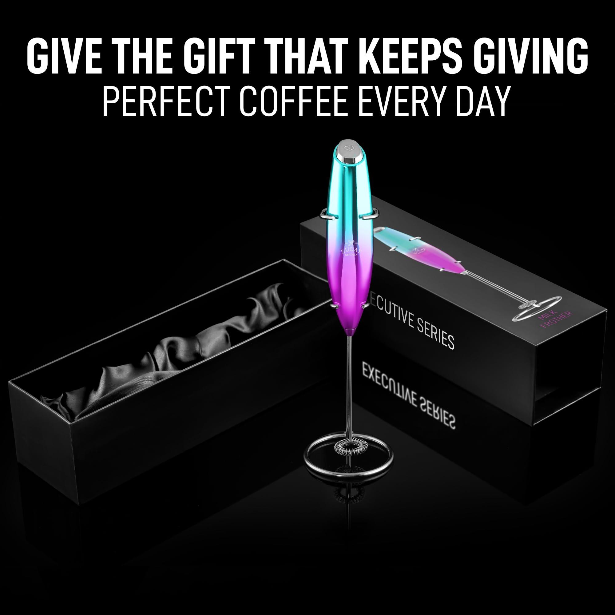 Zulay Kitchen Zulay Kitchen Executive Series Milk Frother Wand - Upgraded & Improved Stand - Ideal Coffee Gift - Coffee Frother Handheld Foam Maker For Lattes - Electric Milk Frother Handheld For Cappuccino