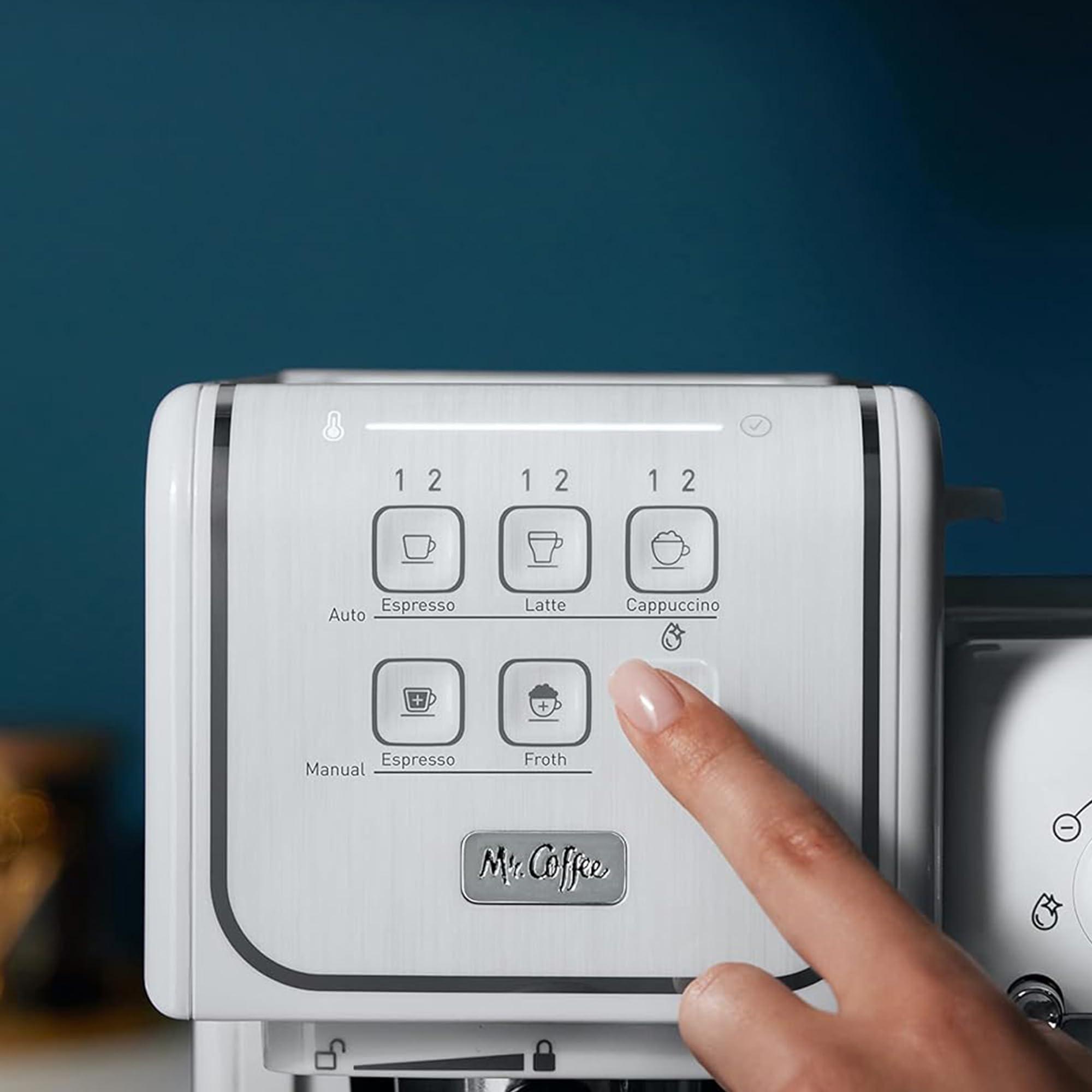 Mr. Coffee Mr. Coffee One-Touch CoffeeHouse - Espresso, Cappuccino, and Latte Maker, with Easy Serving Espresso (ESE) Pod compatibility - White