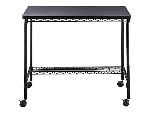 Safco Safco Products 5203BL Mobile Home Office, Kitchen & Garage Wire Desk, Steel Frame, Multi-Use Melamine Top, Wheeled or Stationary Base, Great for Apartments and Dorms, Black