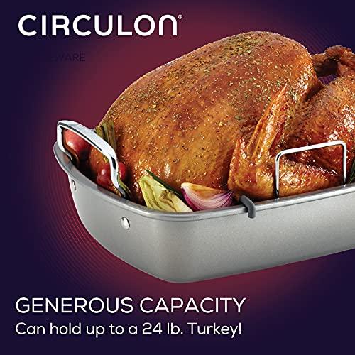 Circulon Circulon Nonstick Roasting Pan / Roaster with Rack - 17 Inch x 13 Inch, Gray