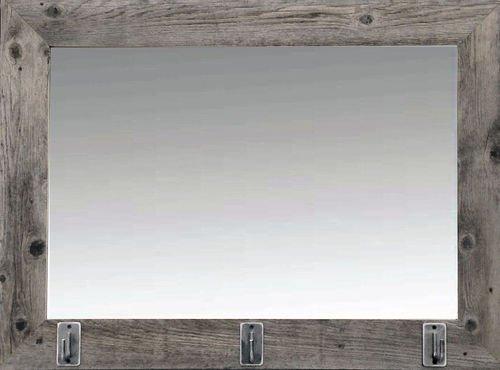 My Barnwood Frames MyBarnwoodFrames - Rustic Reclaimed Barn Wood Mirror with Iron Hooks (Coat Rack) (18x22 Inches, 3 Hooks)