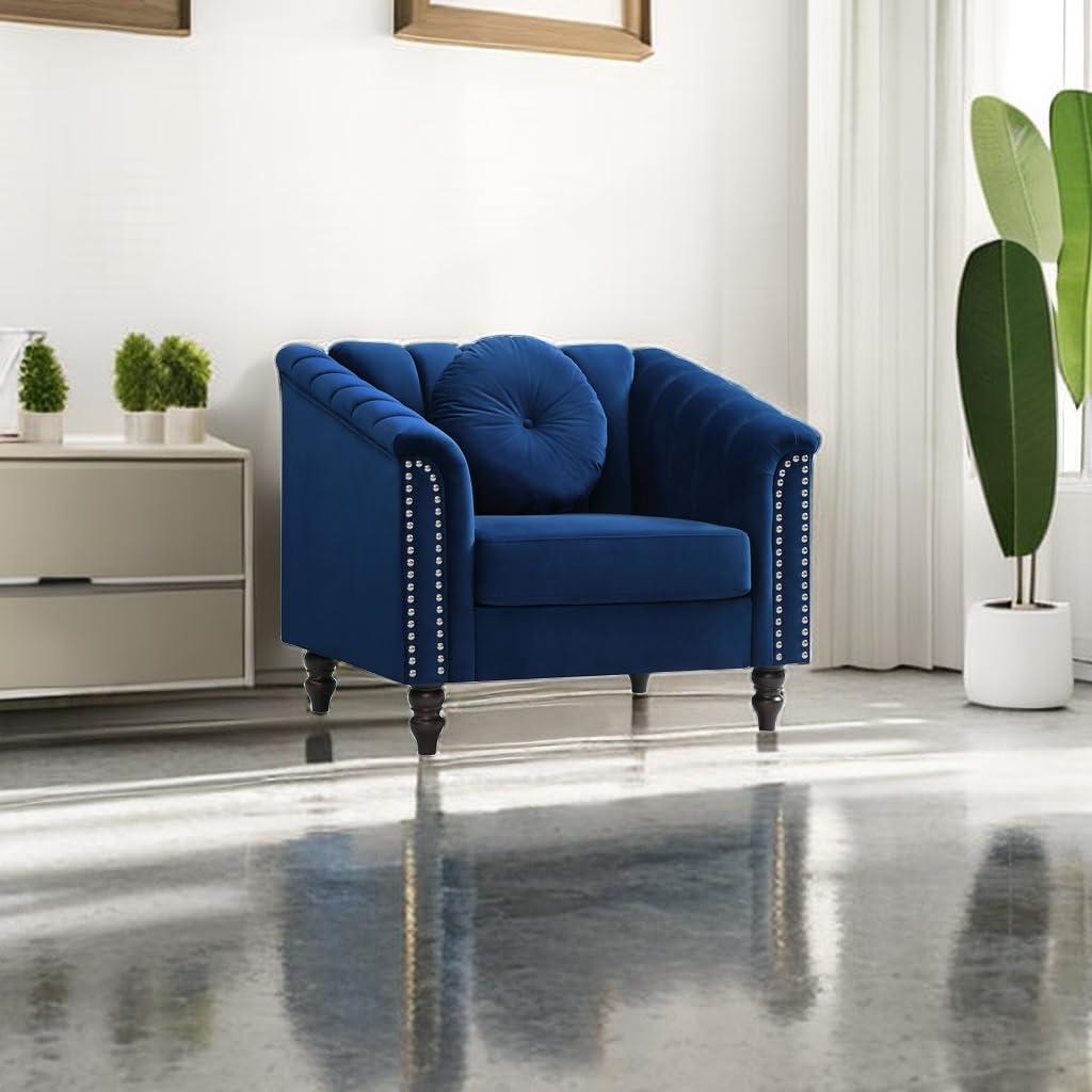 AYCP AYCP Contemporary Microfiber Fabric Sofa Set, Living Room Furniture Set, Couch Set for Living Room Furniture, Modern Office Sofa Sets Apply to Home and Office (Blue, Chair)