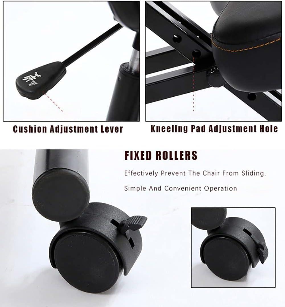 Generic Ergonomic Kneeling Chair Kneeling Stool with Back Support High Adjustable Stool with Roller for Home and Office, Improve Your Posture with an Angled Seat Thick Comfortable Cushions,G