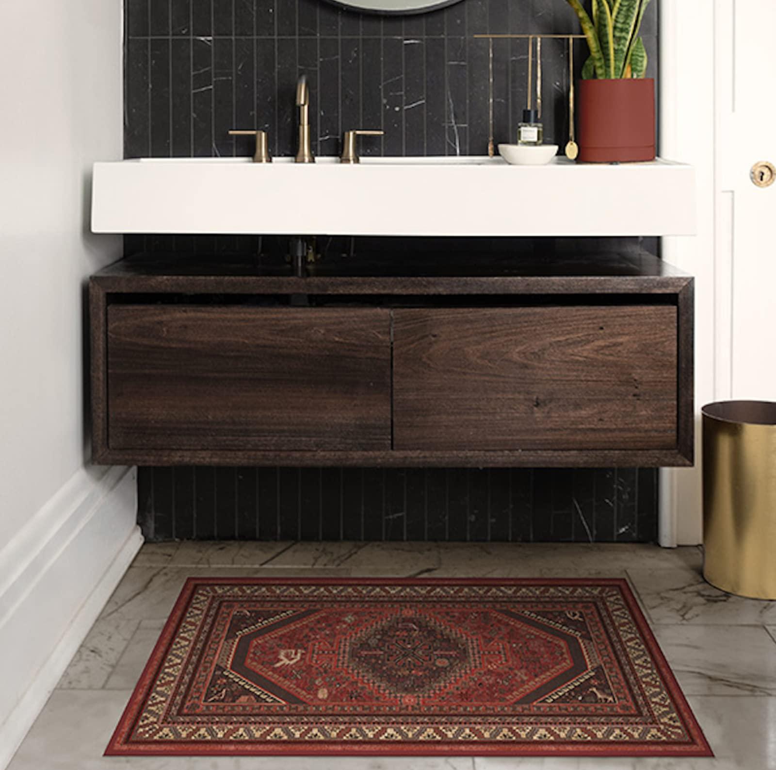 RUGGABLE Ruggable Washable 2x3 Area Rug, Zareen Scarlet Red, Premium Rugs for Living Room, Bedroom, Kitchen, Office, Classroom with Gripper Non Slip Pad