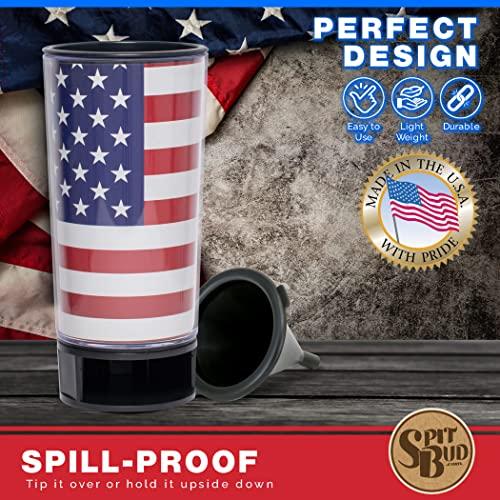 Spit Bud Spit Bud Portable Spittoon Bottle - Cupholder Friendly - Spill Resistant - Built in Can Opener and Holder - USA Flag by Spit Bud
